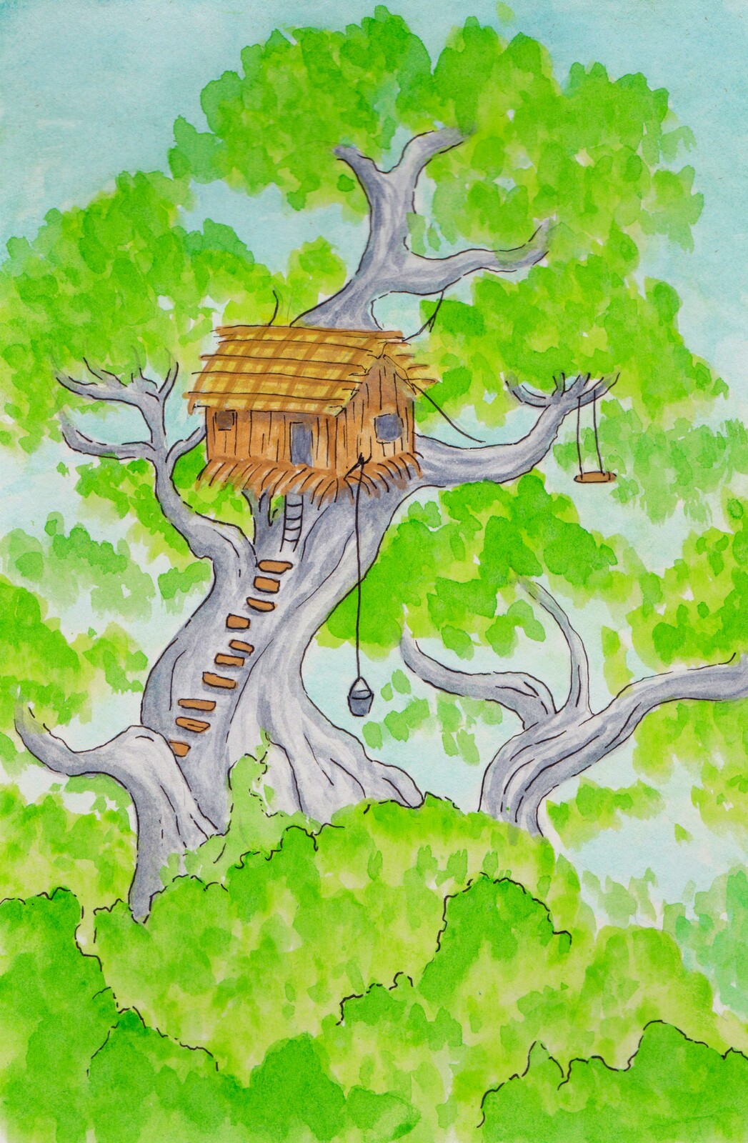 "The boy who lived in a tree" illustration 