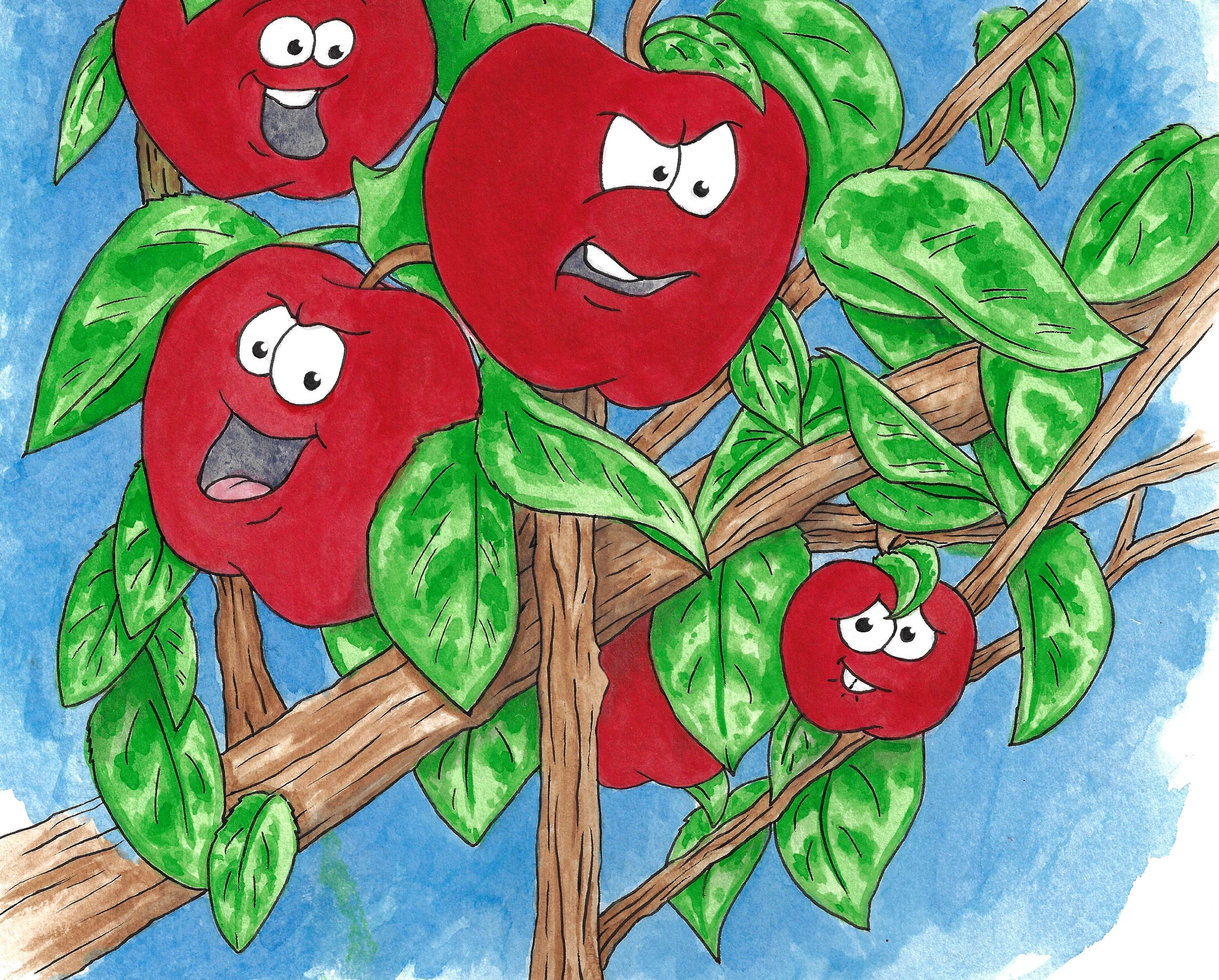 Mean apples. "Juicy John" illustration