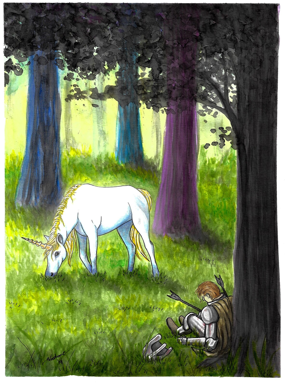 Unicorn. Fantasy painting