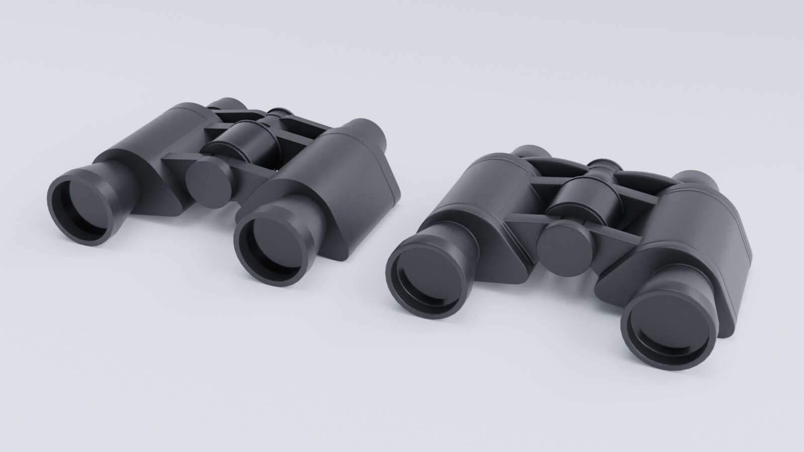 Binoculars low poly (left) and high poly (right) comparison