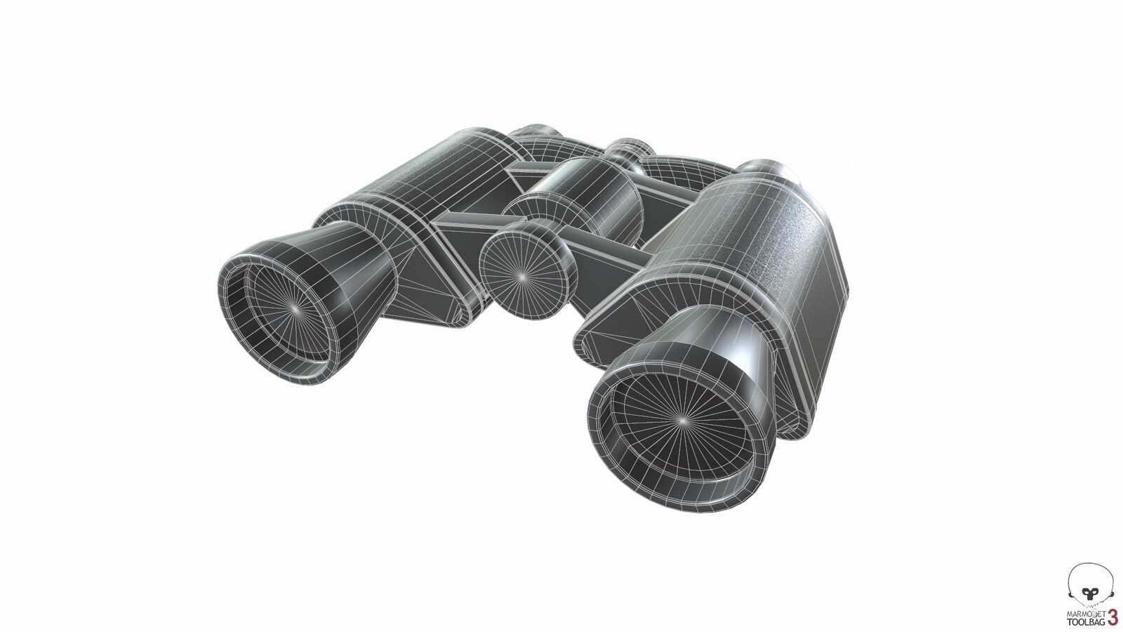 Binoculars high poly wireframe 1