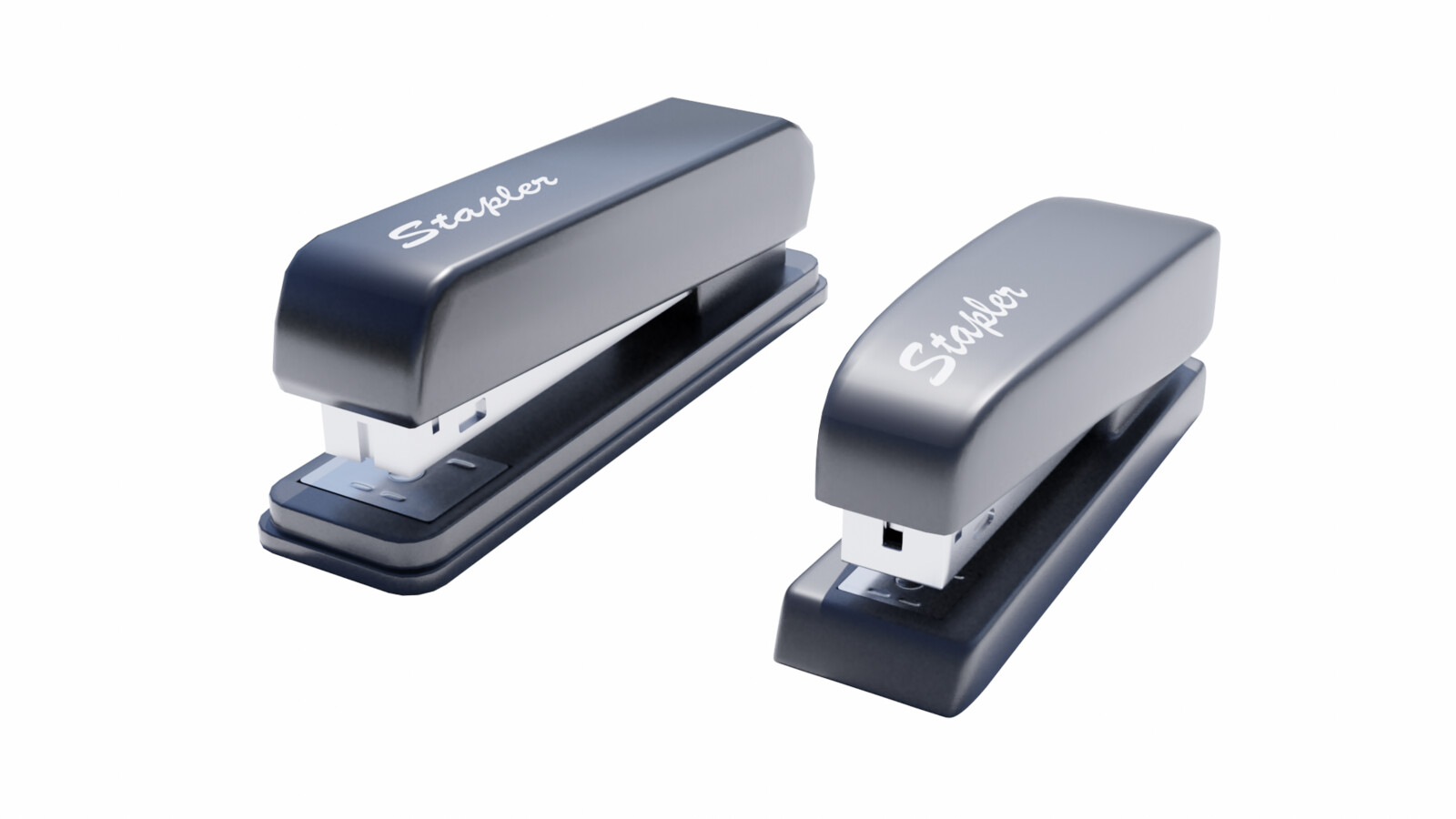 Stapler 3D model comparison. low poly (left) high poly (right)