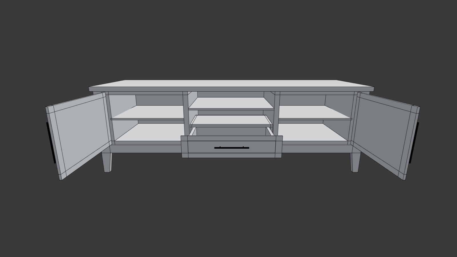 TV Stand Wireframe 2 (side doors open)