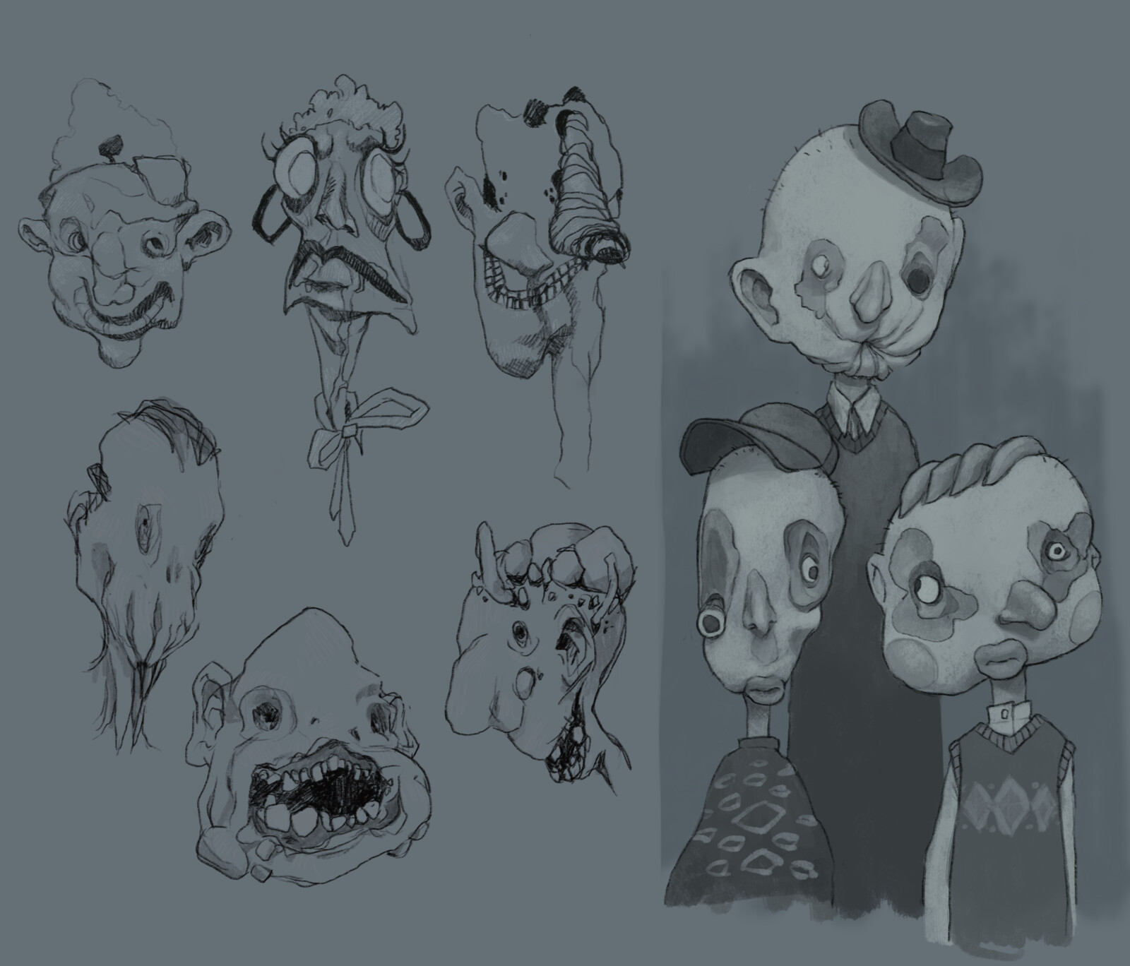 More creepy, wonky and ugly sketches.