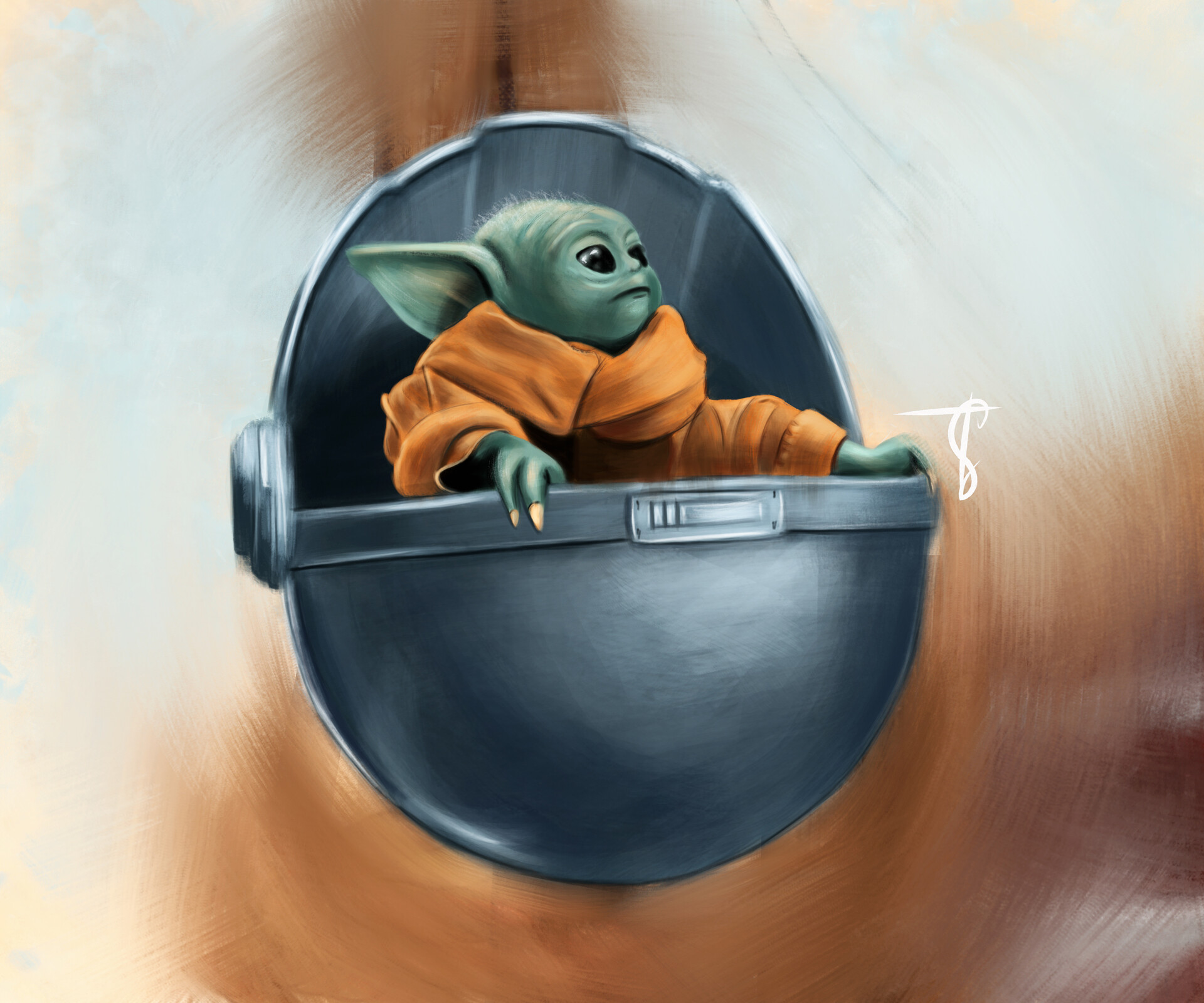 ArtStation - Baby Yoda Fan Art Painting