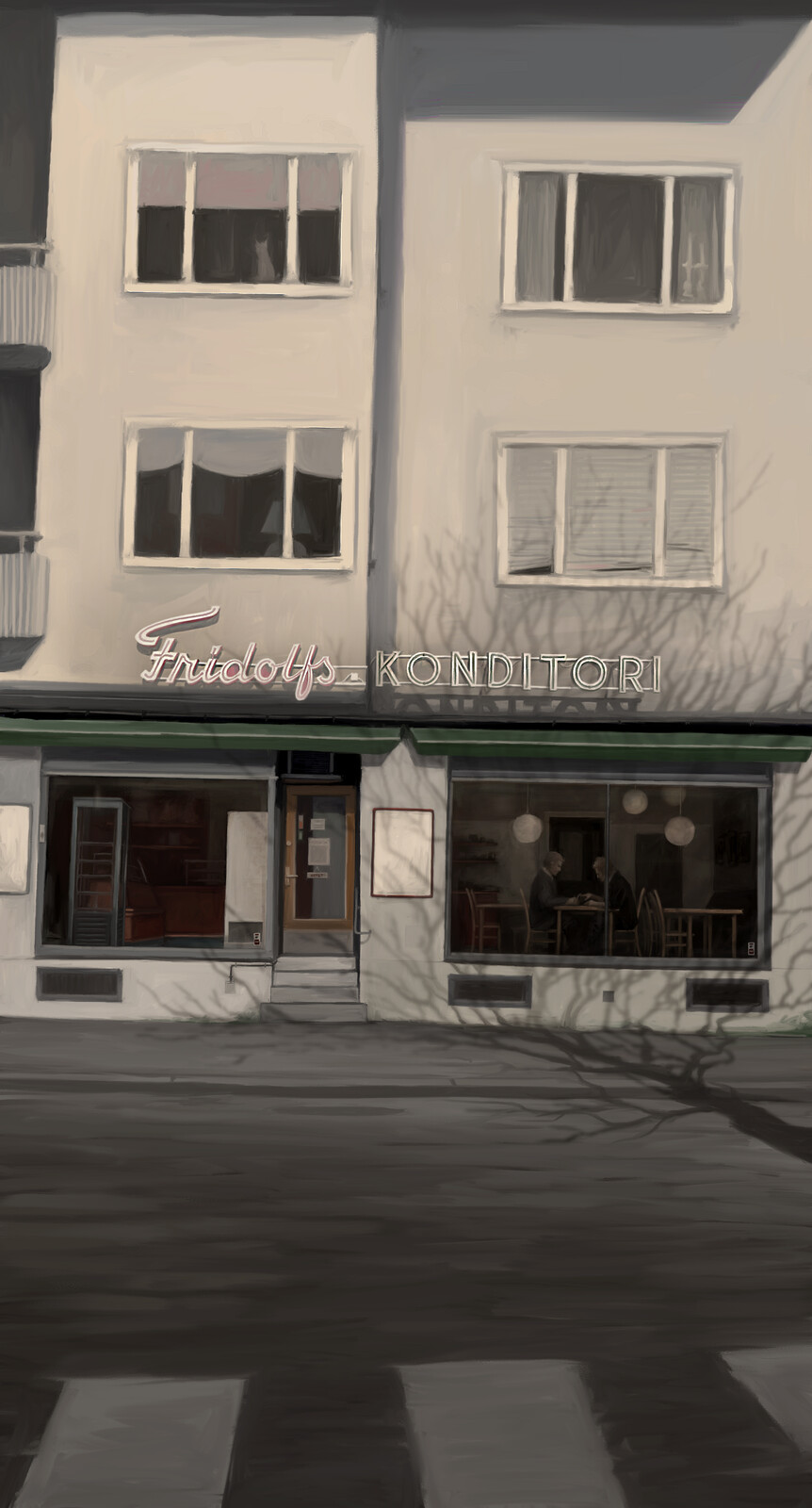 View of Fridolf's Konditori, Wallander's favourite café.