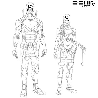 Reaper and Grim Costume Design (Line Art)