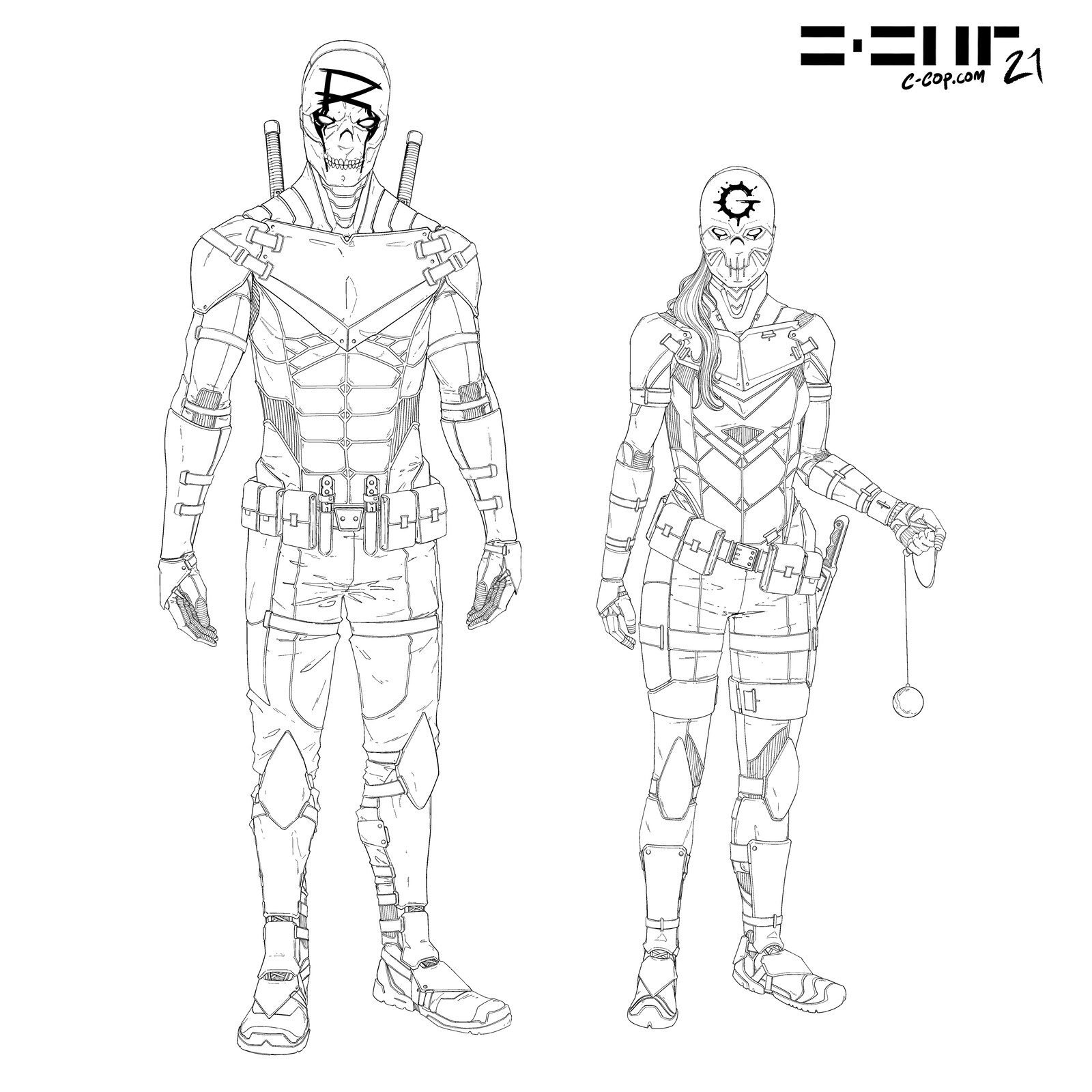 Reaper and Grim Costume Design (Line Art)