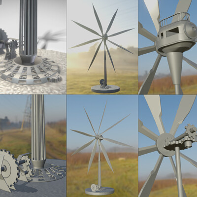 Dennis haupt 3dhaupt steampunk windturbine high poly version modeled and animated by 3dhaupt in blender 3d 3