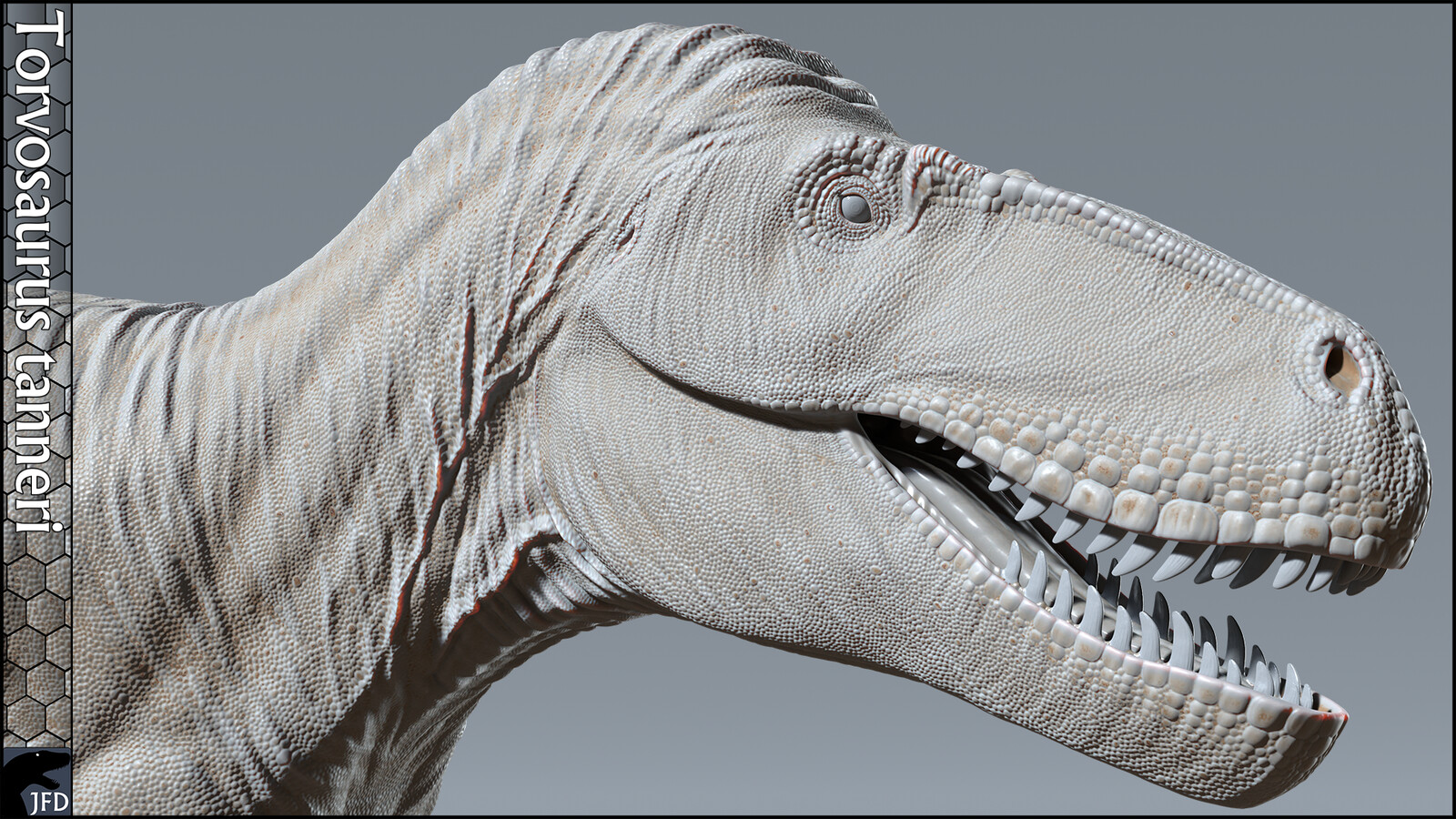 Torvosaurus tanneri head normal and displacement render.