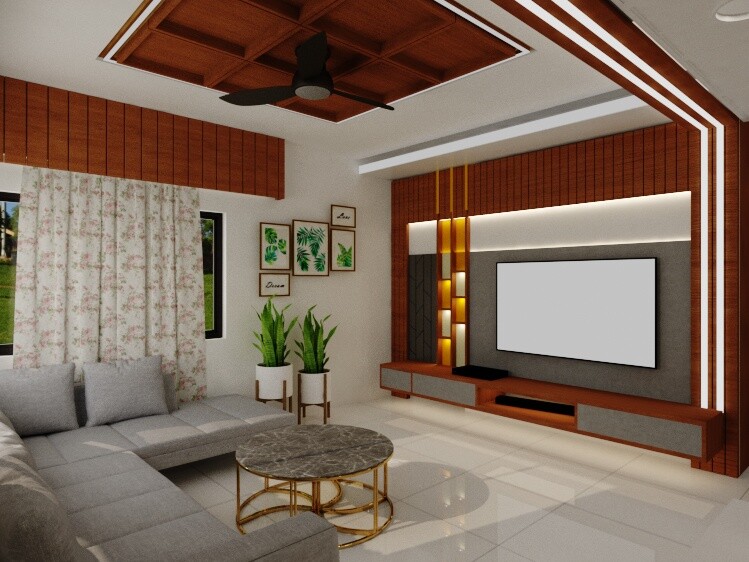 Artstation - Ethnic Wooden Living Room Design