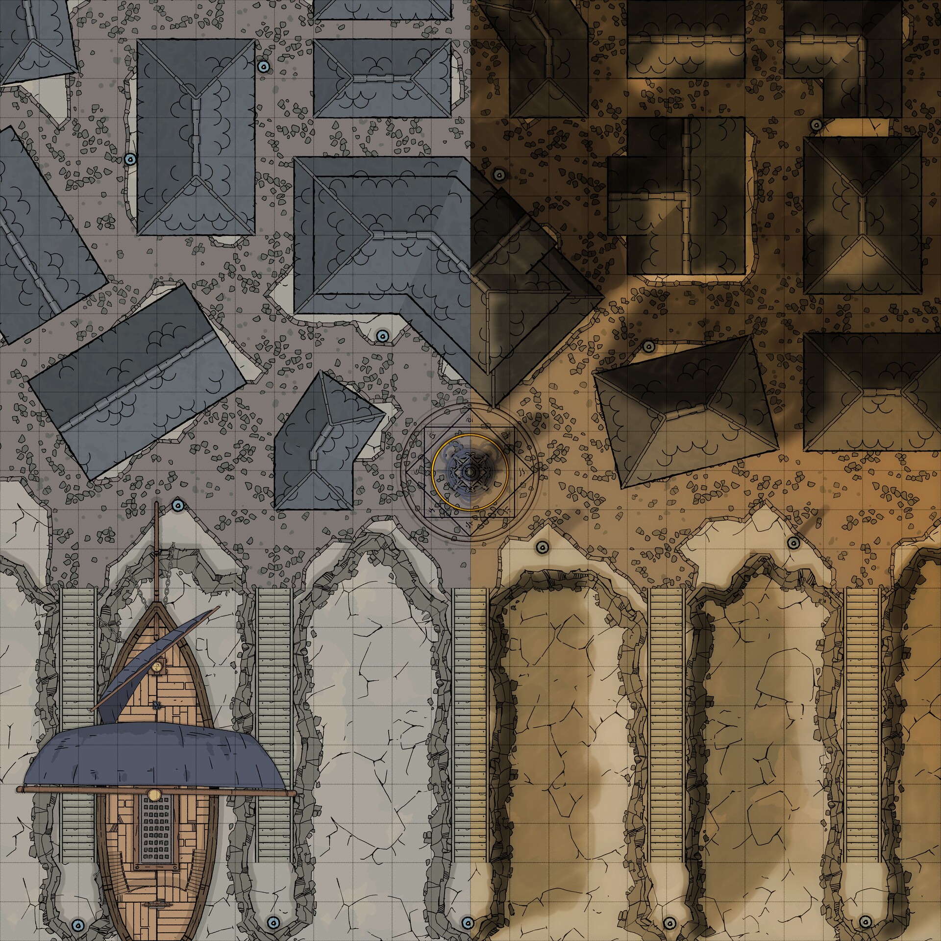 Anzhc - DnD asteroid town day/night edit preview, image size:1920x1920