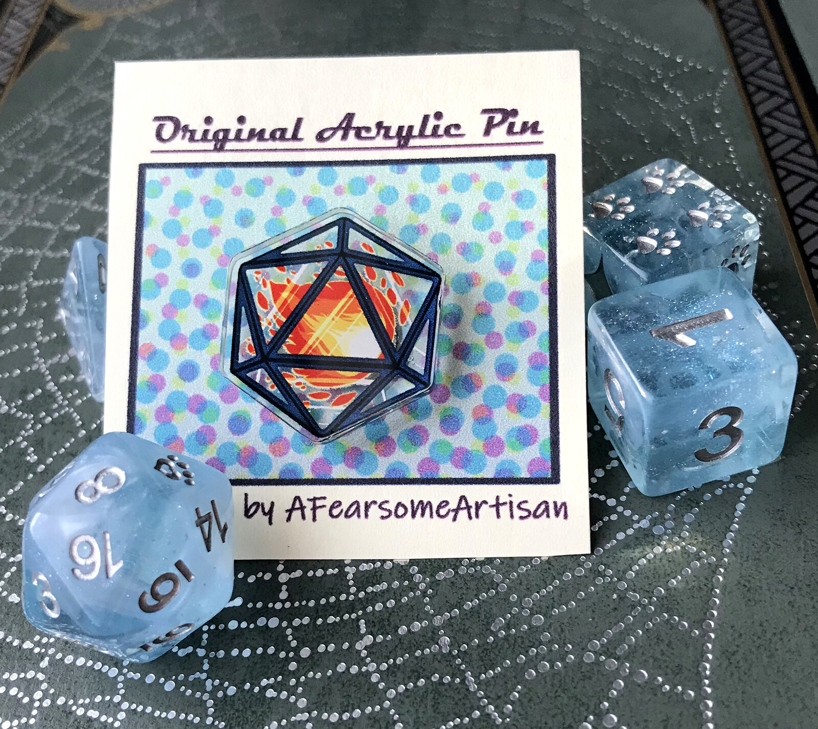 Acrylic dice pin after print