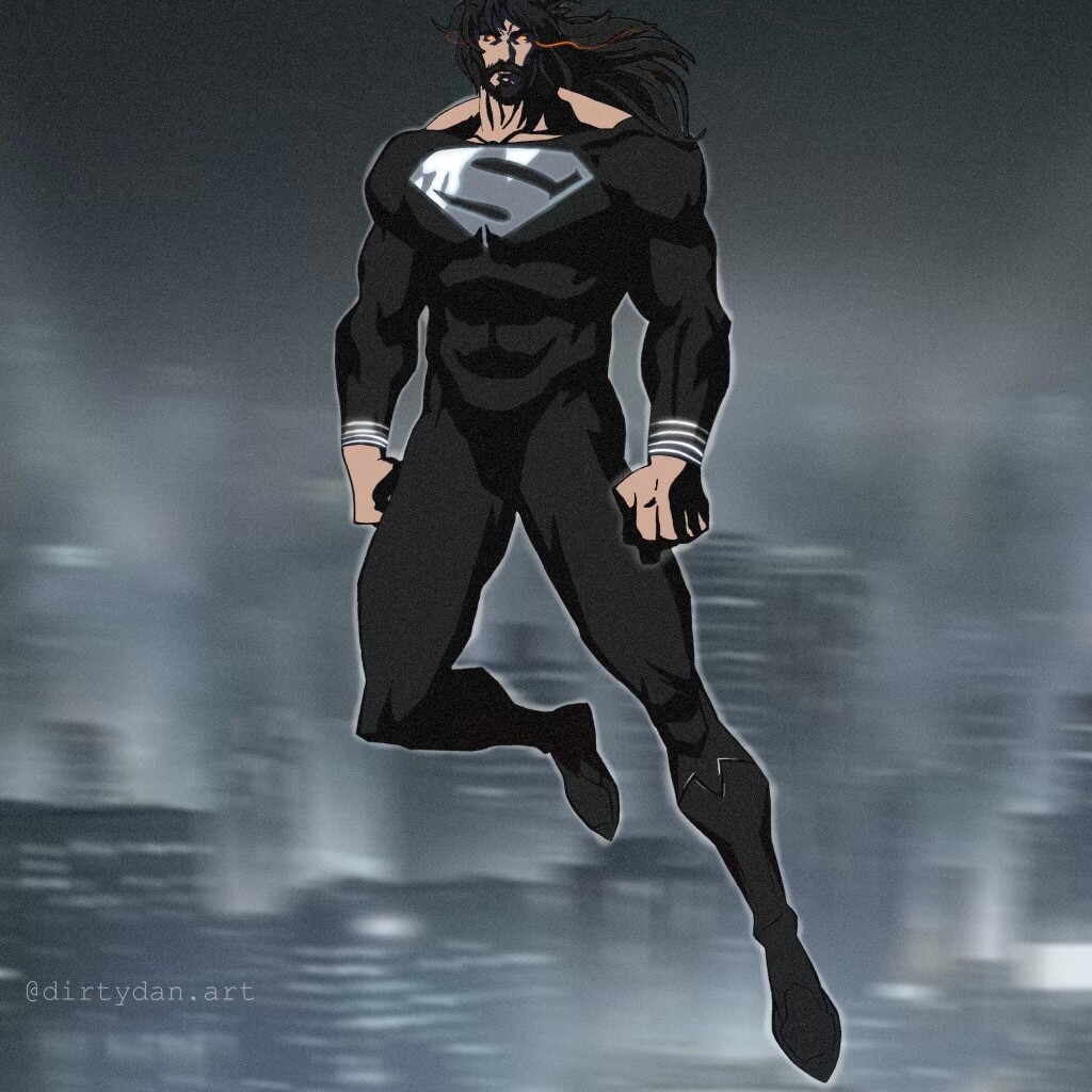 ArtStation - Beard + Long Hair Black Suit Superman