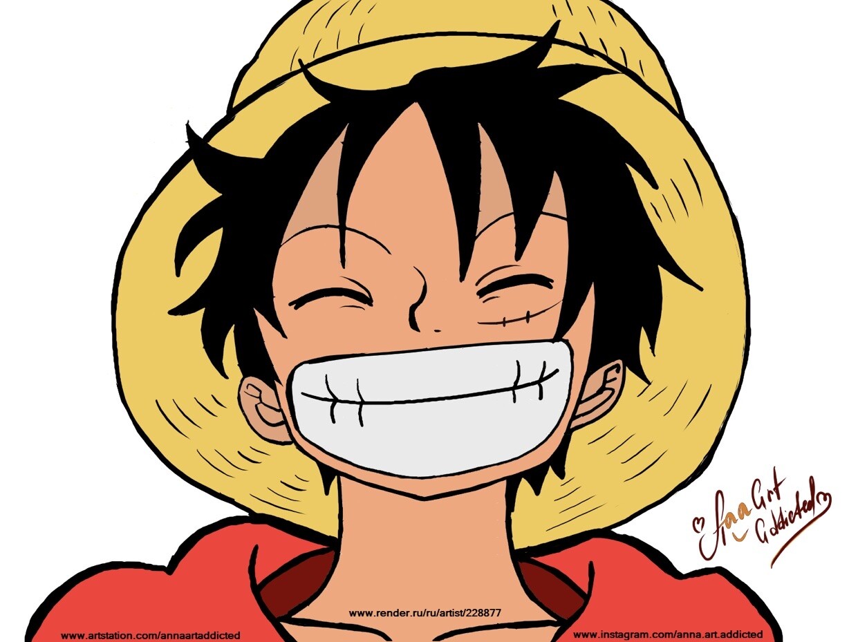 luffy smiling by Anna Sarkisian