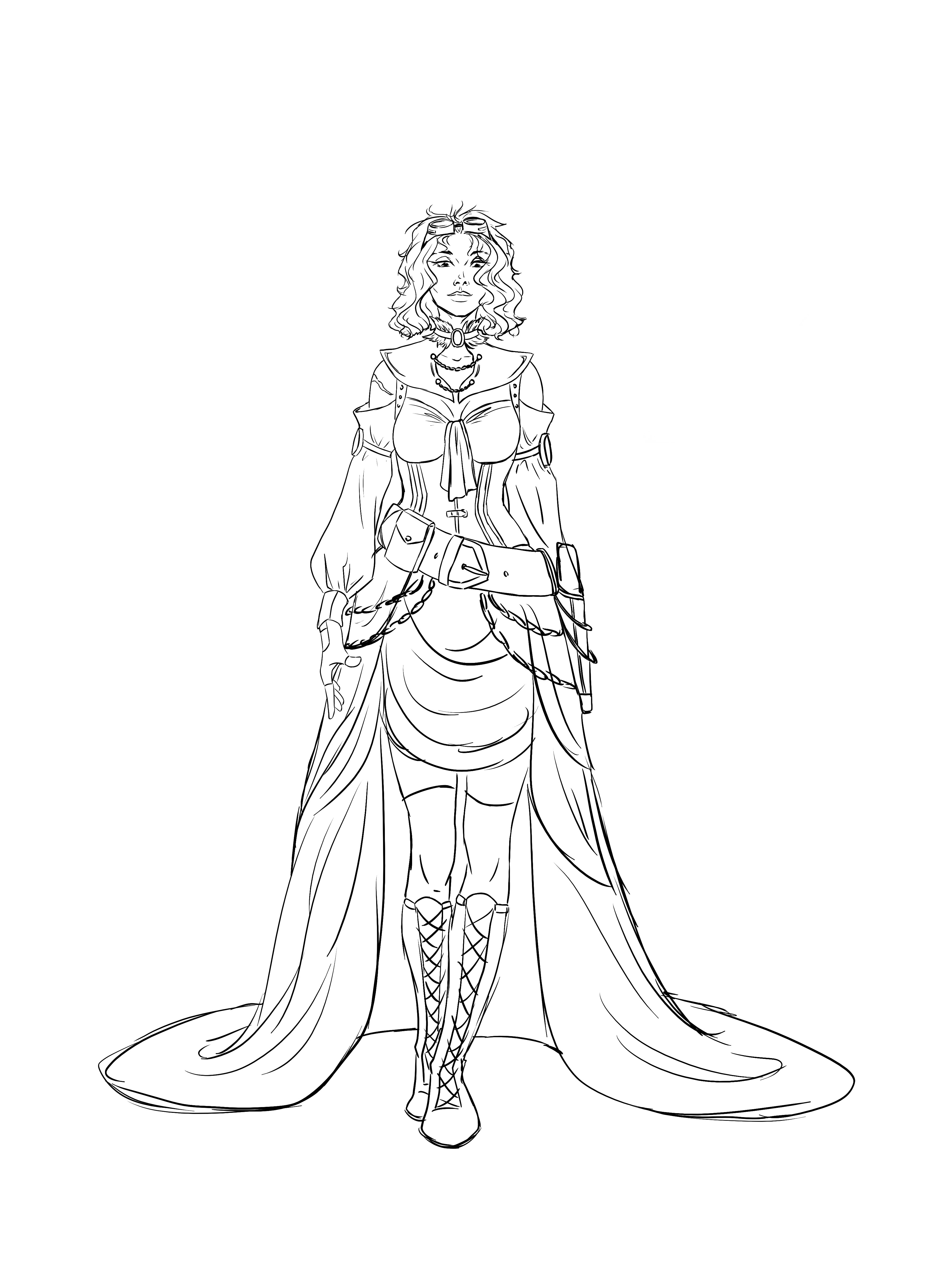 Another costume I had her in, really liked this one too but I think the military-style clothing suited the story I had in my head more.