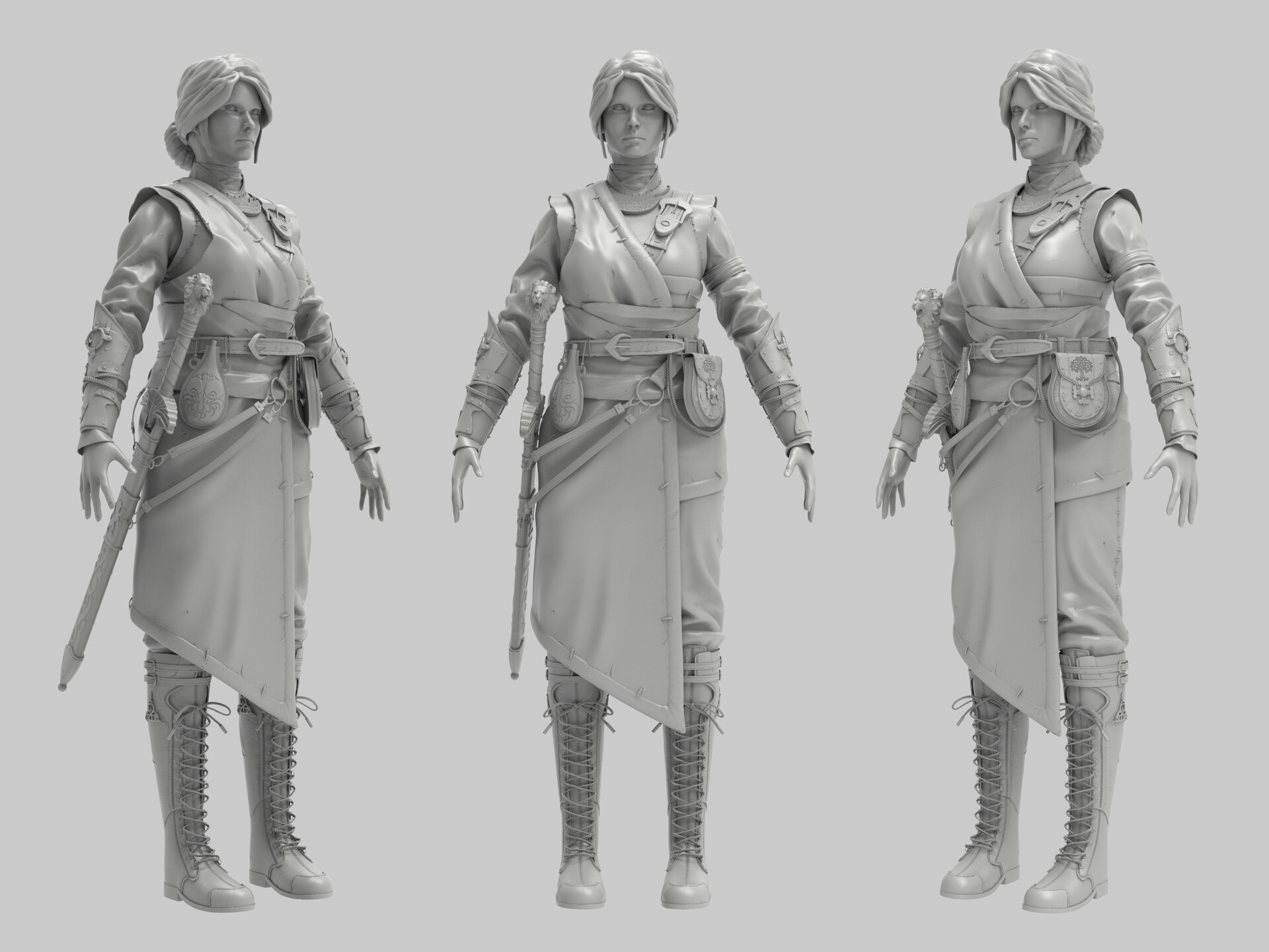 ArtStation - The Female Warrior ，Game model