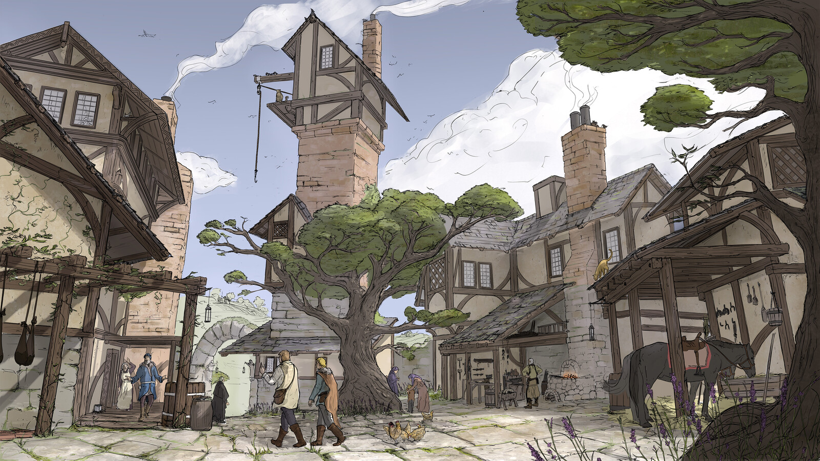 Finished concept for the courtyard of Faldor's farm