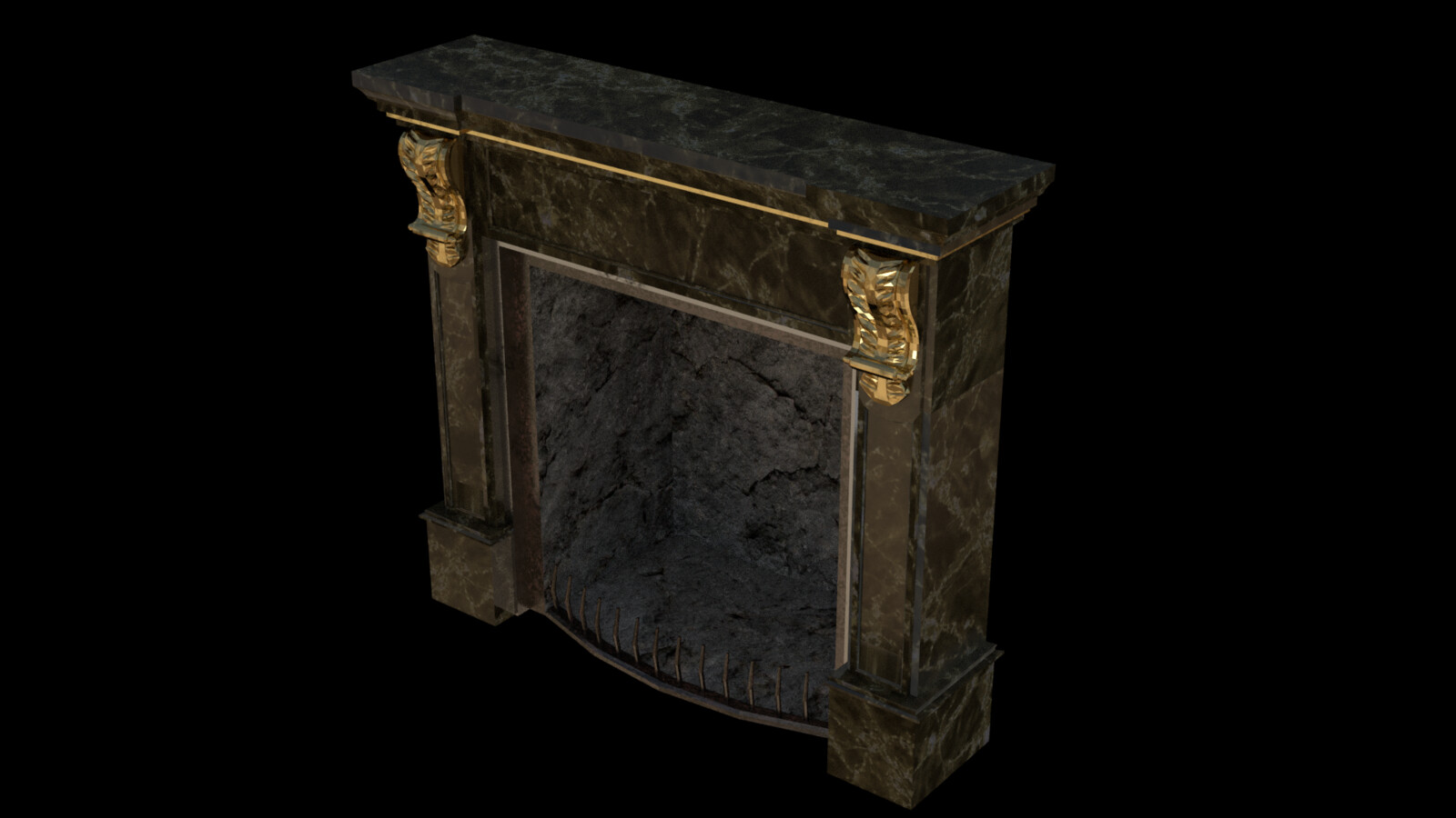 Marble fireplace render