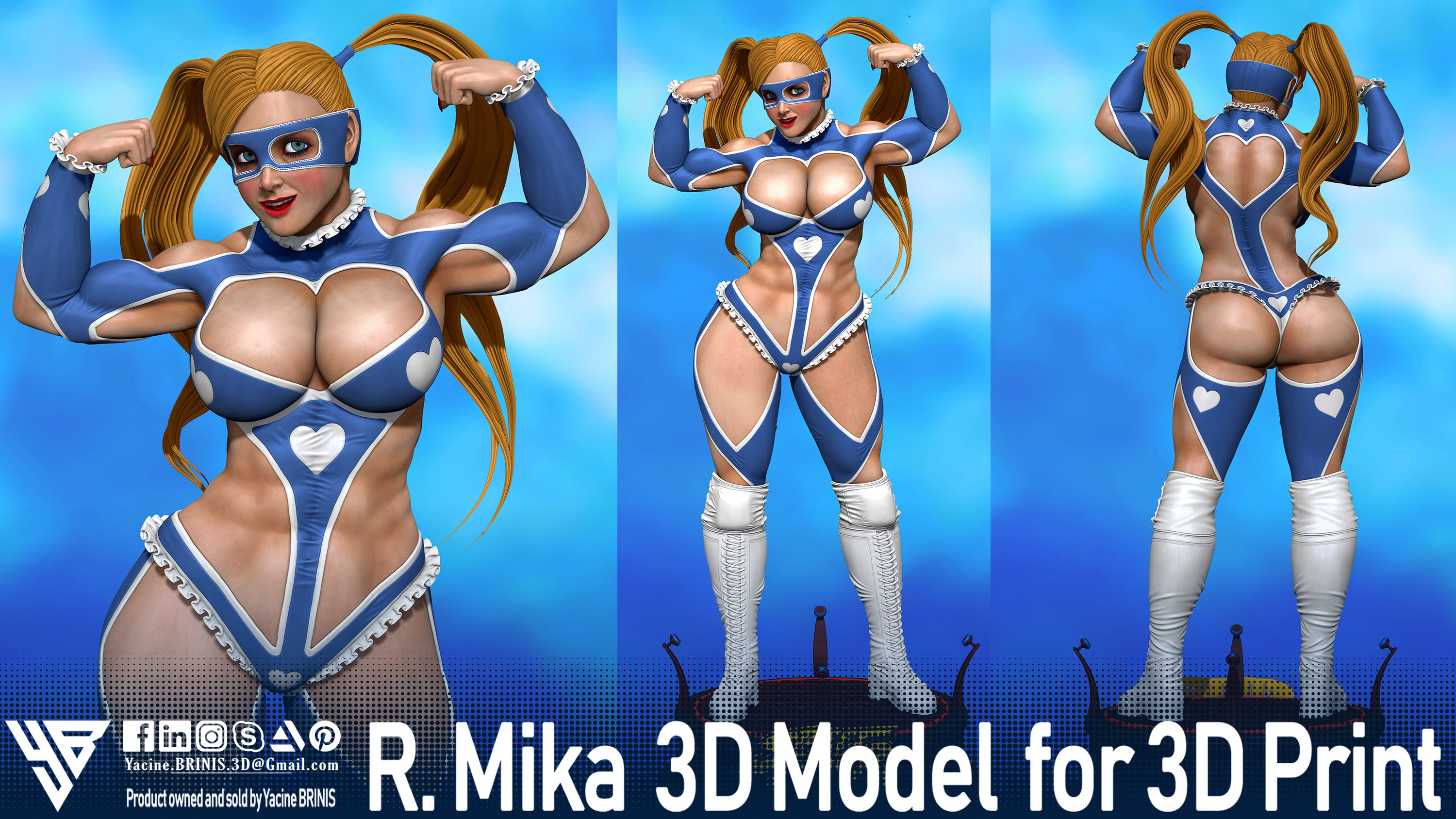 R Mika Street Fighter Video Game 3D Character sculpted by Yacine BRINIS 025