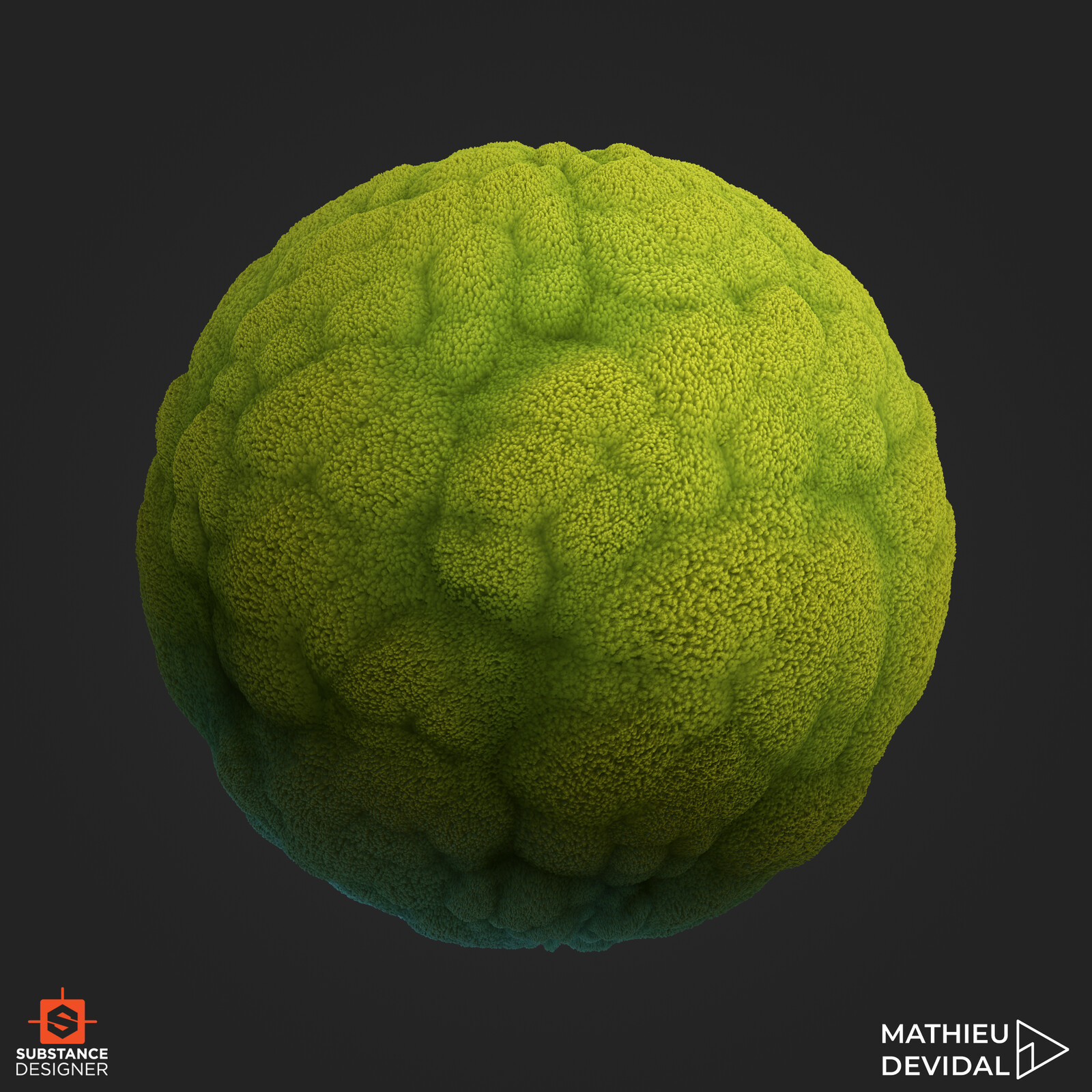 Stylized moss material made with substance designer. 100% procedural 