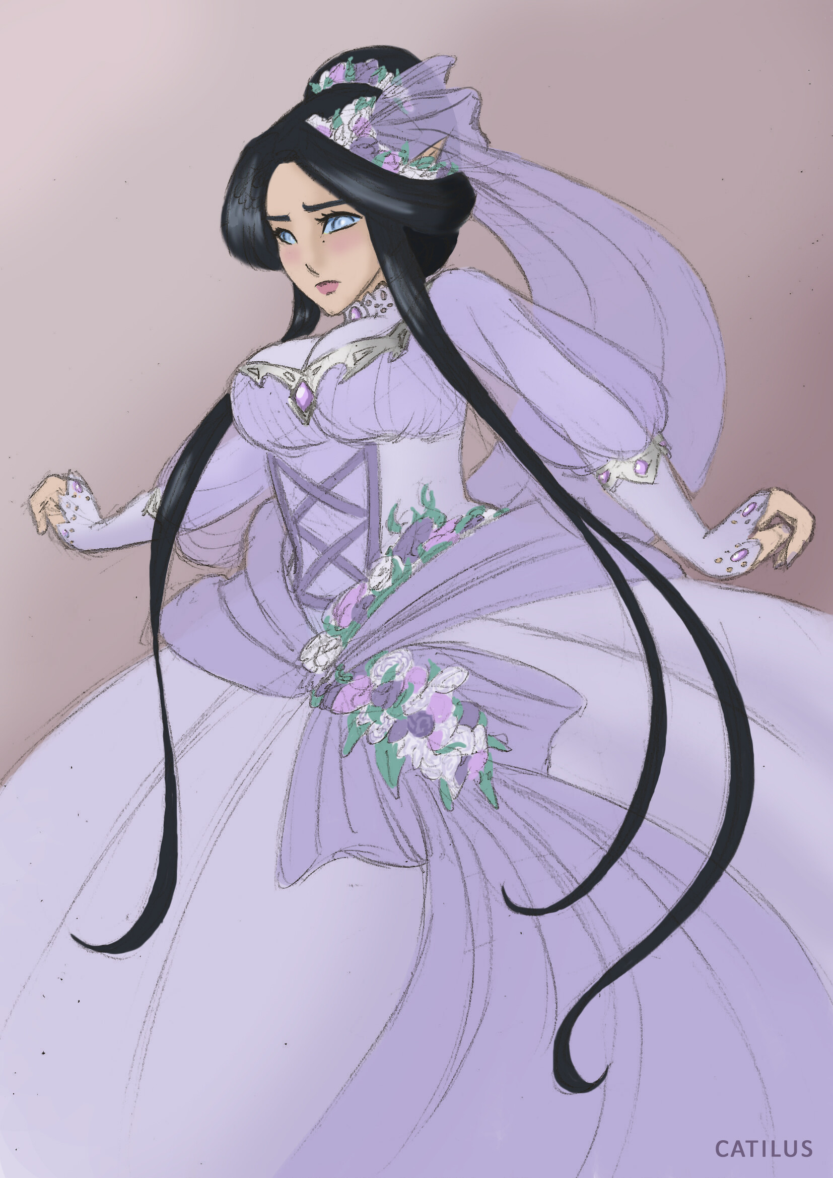 ArtStation Oriel’s Wedding Dress Fitting D&D Character