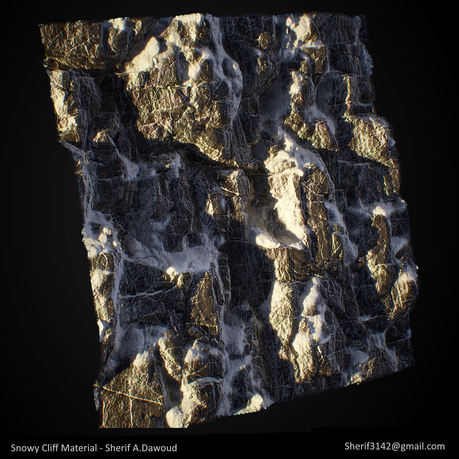 Sherif Dawoud | 3D Game Artist - Snowy Rock Formation - Substance Designer
