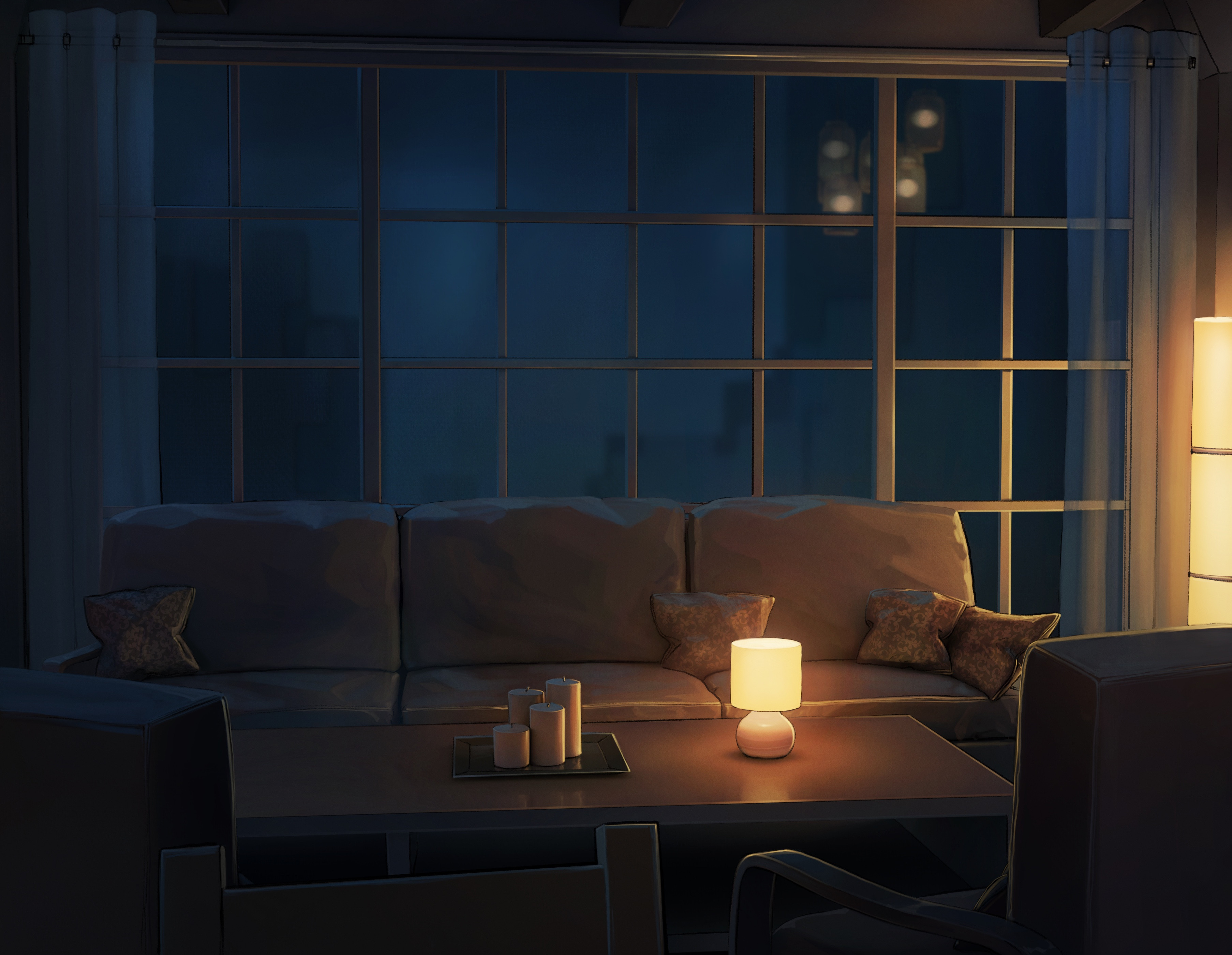 ArtStation - Visual novel Backgrounds - Apartment & Living room