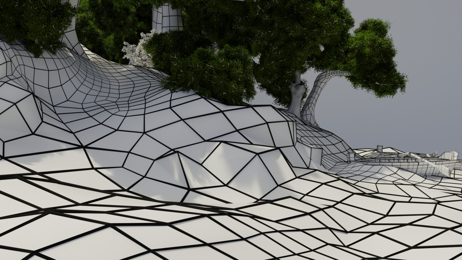 Wireframe With Colored Foliage 