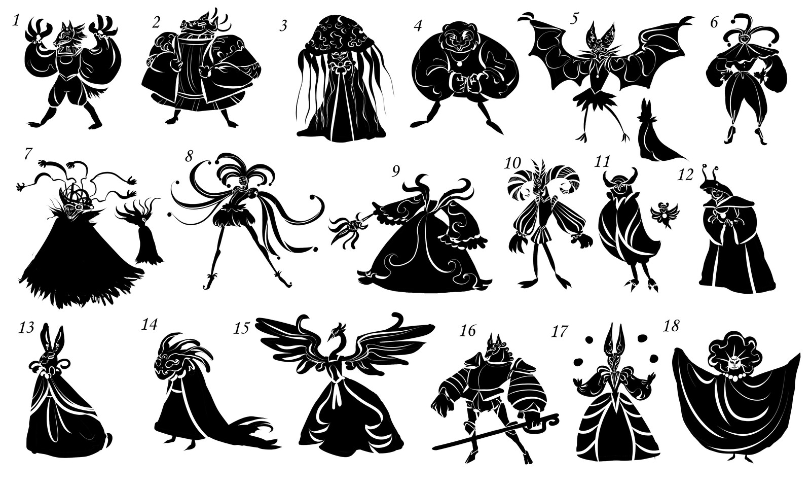 Silhouettes for many ghost ideas.