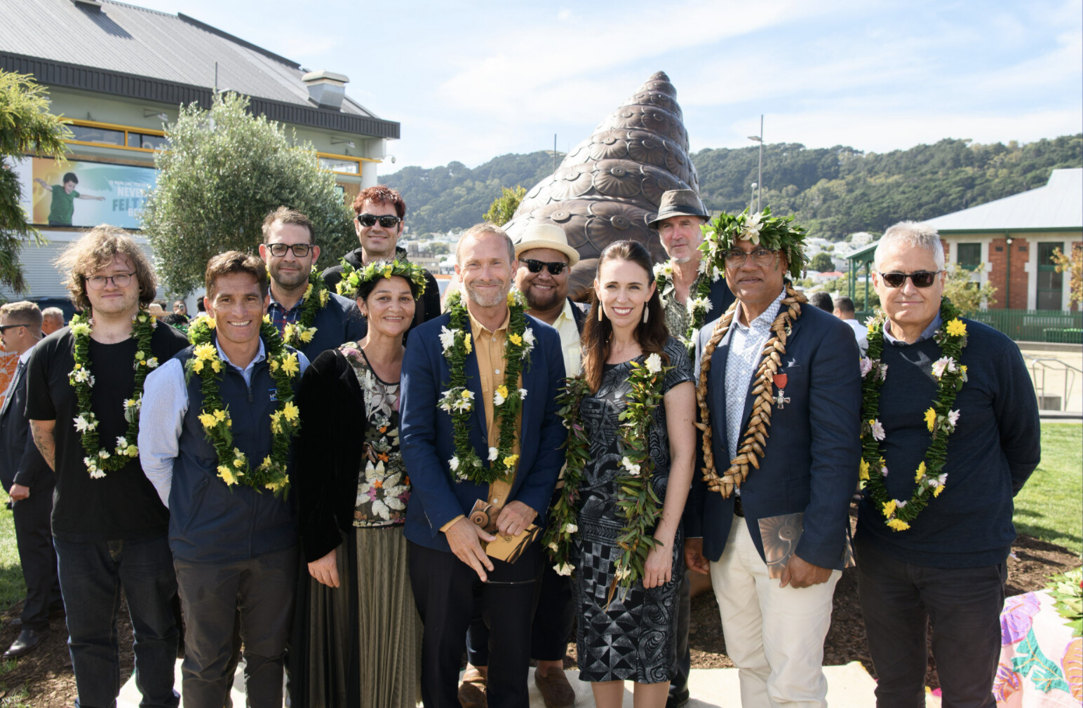 The crew with Prime Minister Jacinda