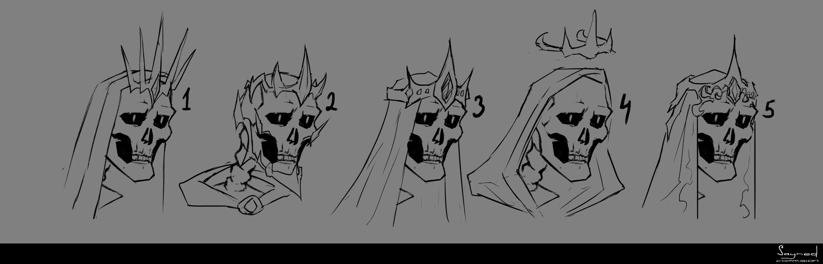 head design exploration, picked combo of 5 and 4