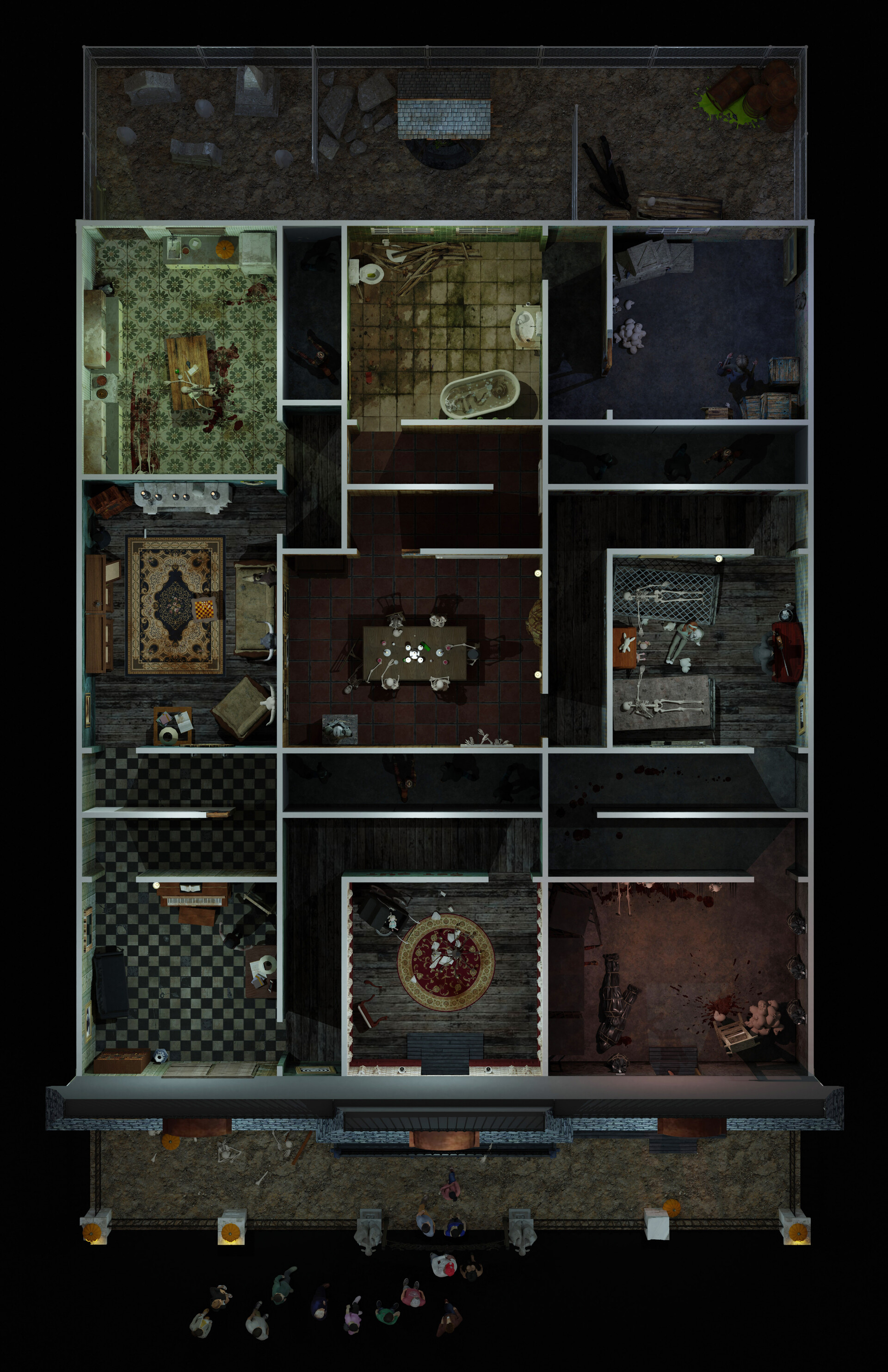 Doug Spencer Haunted House Attraction 3D Layout