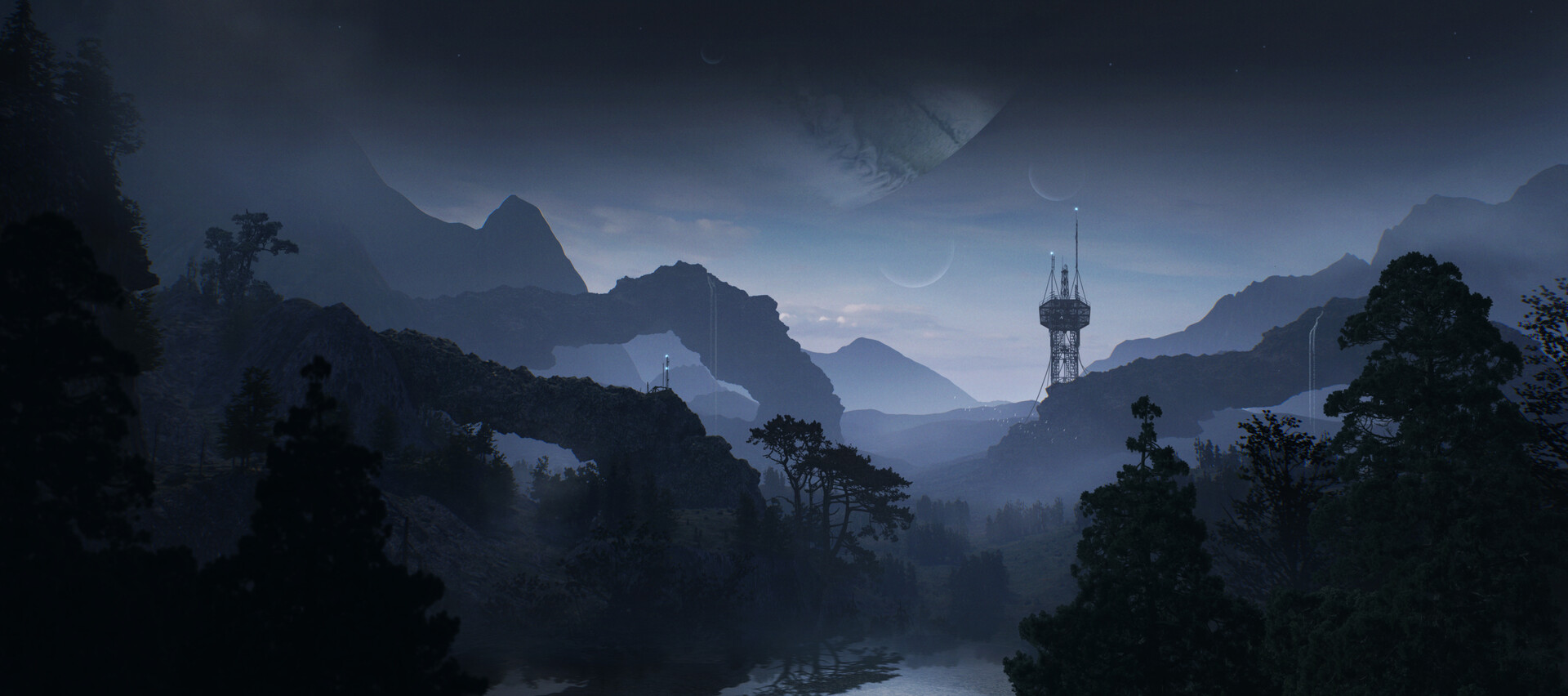 ArtStation - Planet 1000 night scene