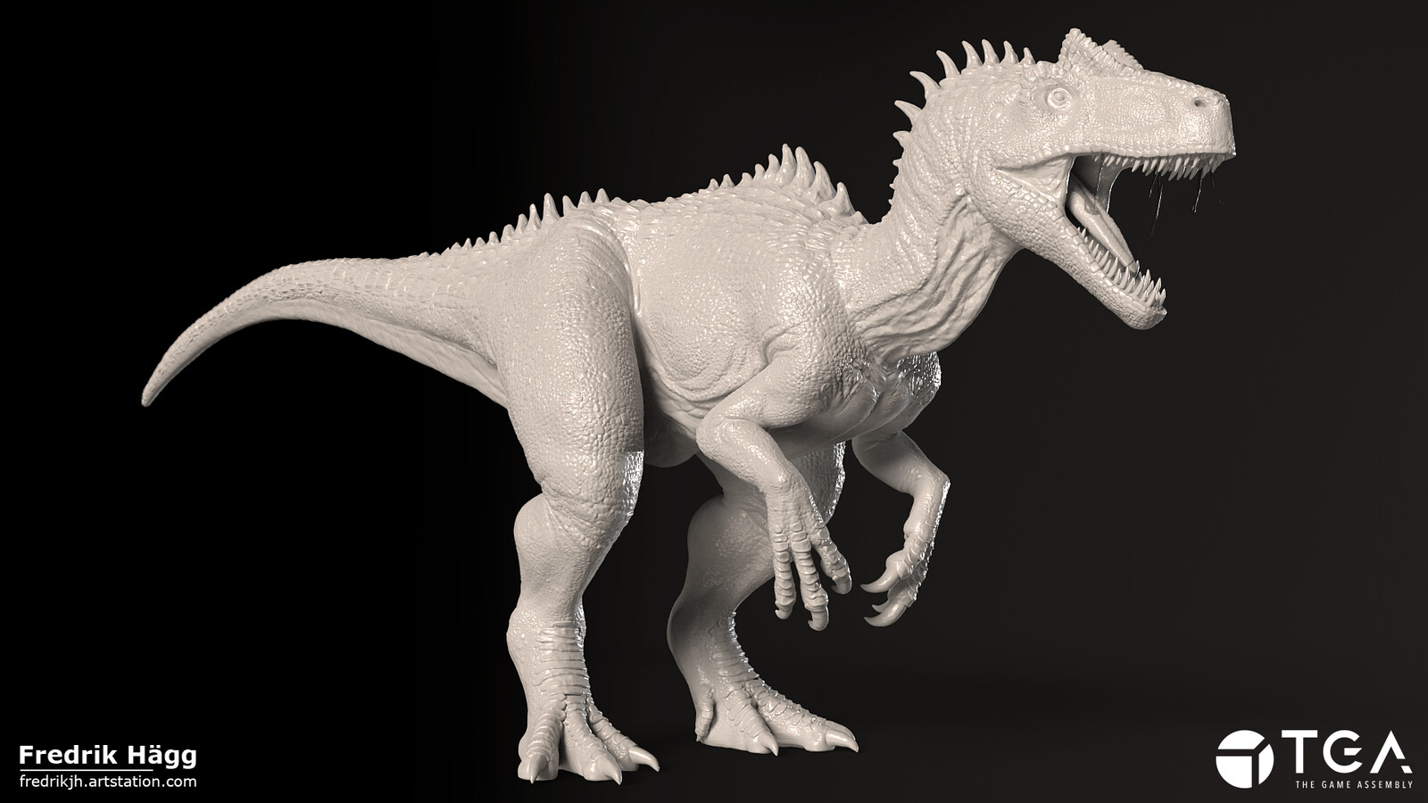 The Allosaurus was sculpted over the course of 40 work hours using ZBrush.