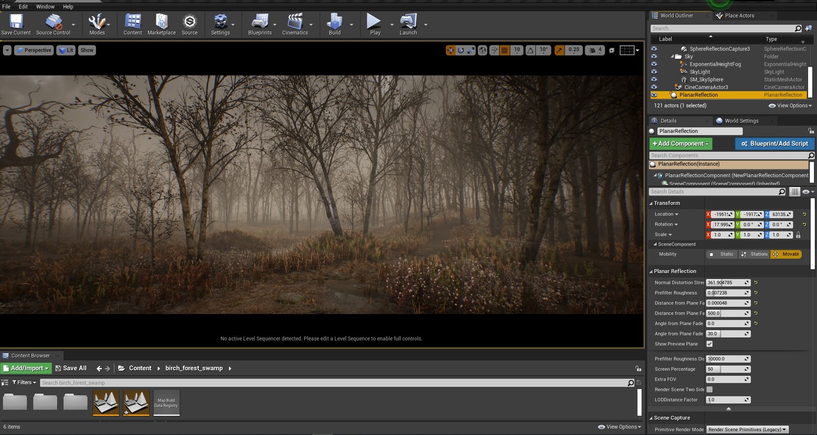 Enabled planer reflections to get more control over the reflections in the water puddle.