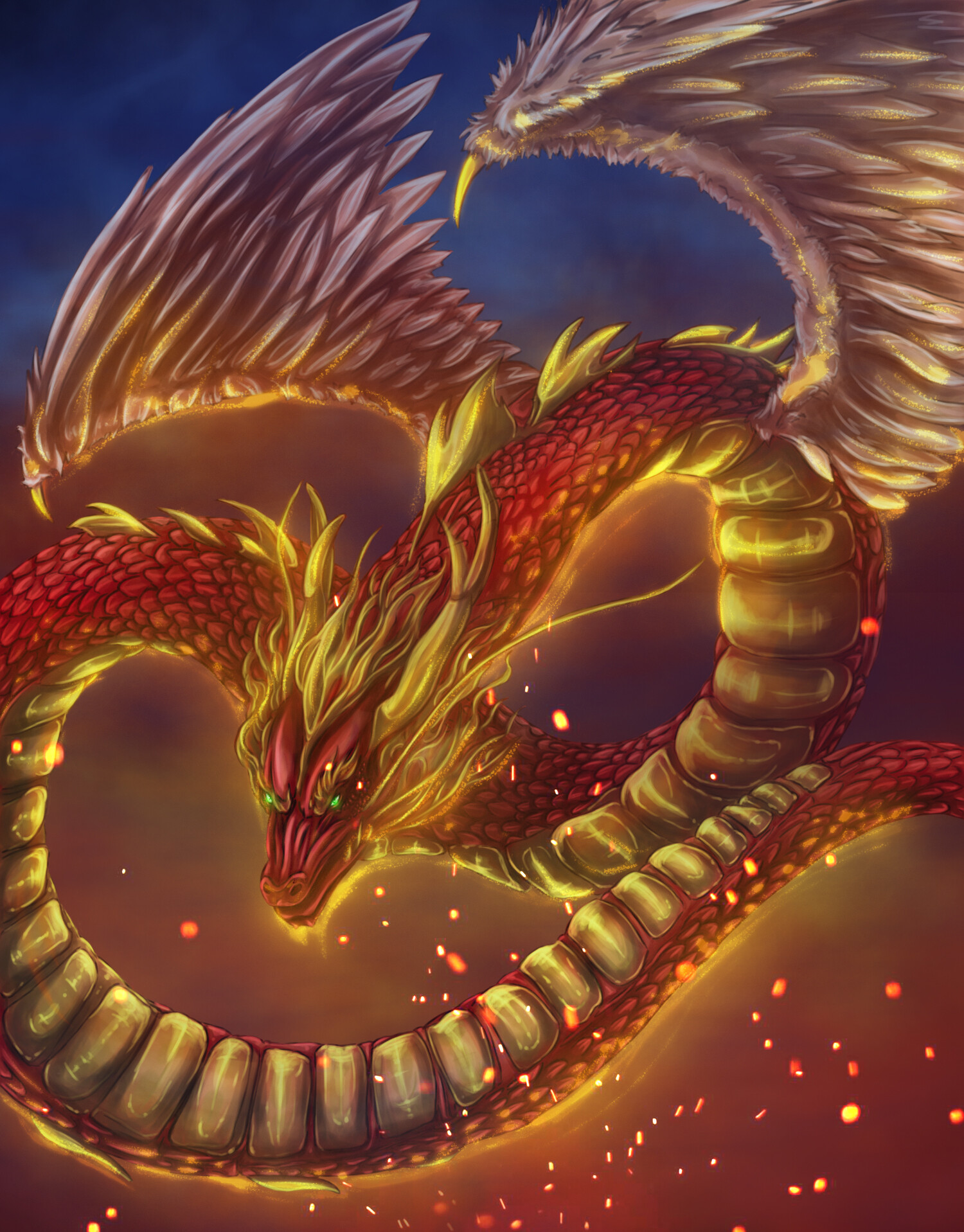chinese new year red fire dragon