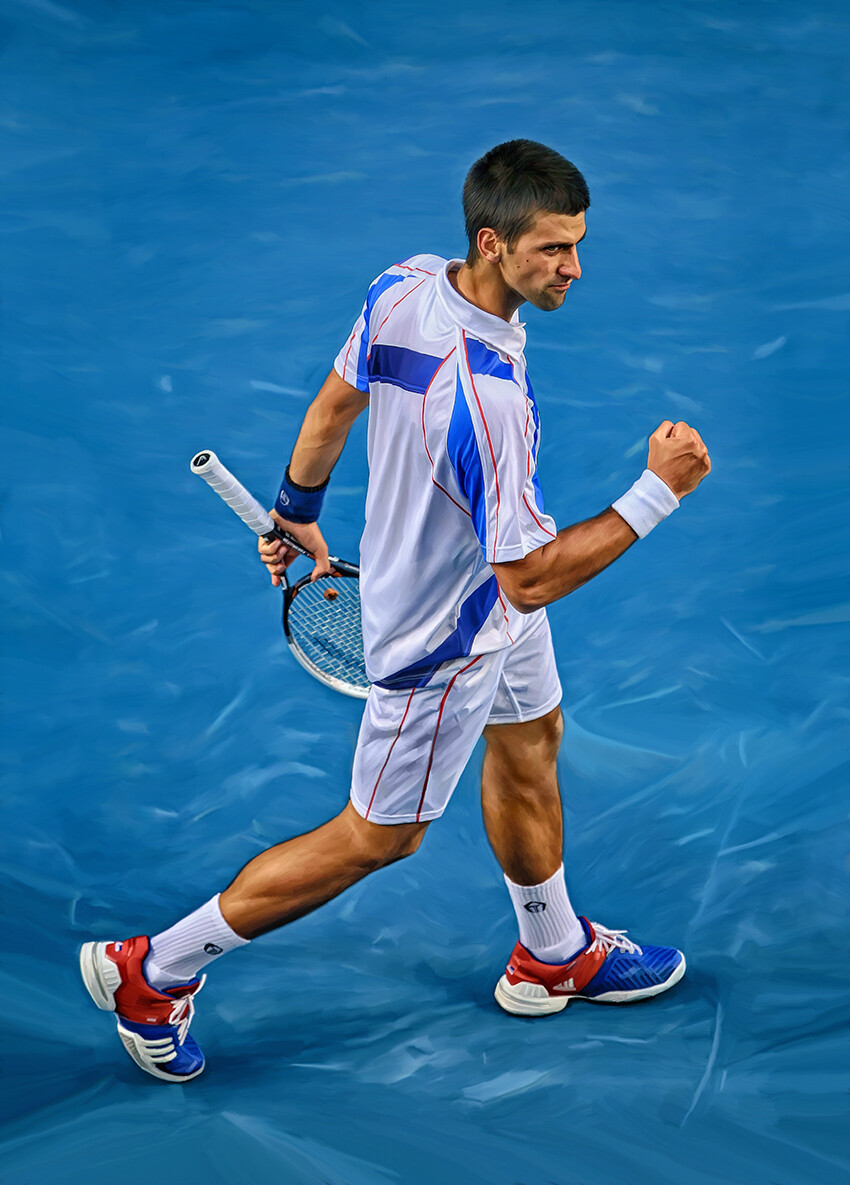 ArtStation - Djokovic Australian Open Digital artwork print poster. Tennis fan art Sam Brannan