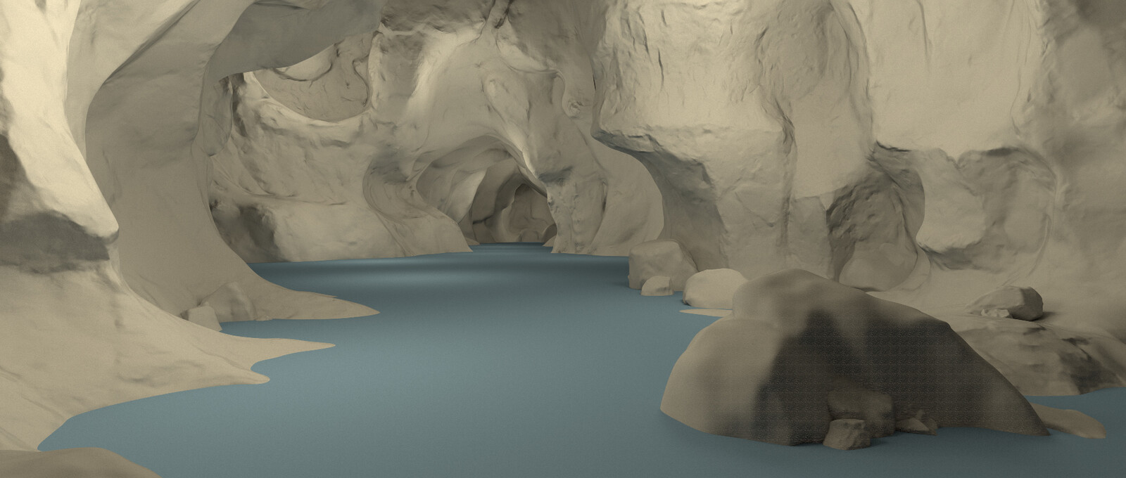 Cave with color to highlight surfaces, this is not the actual coloring that was used in the video