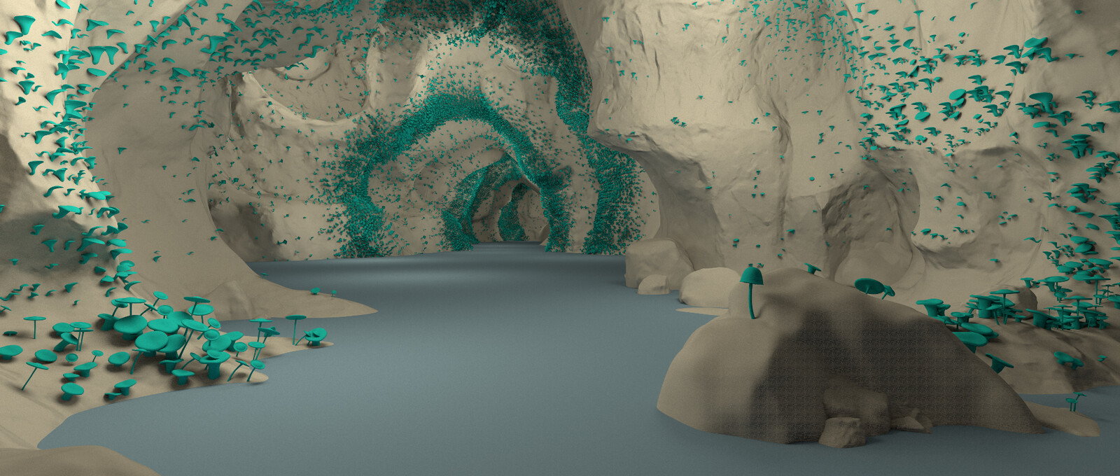 Cave + Mushrooms Colored to showcase their placement