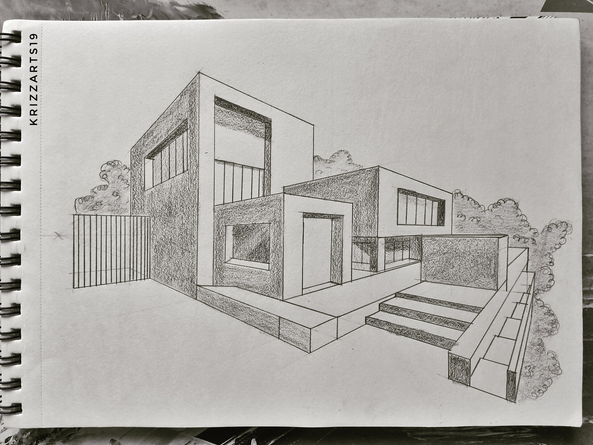 One point perspective sketch No.2 - minimal drawing