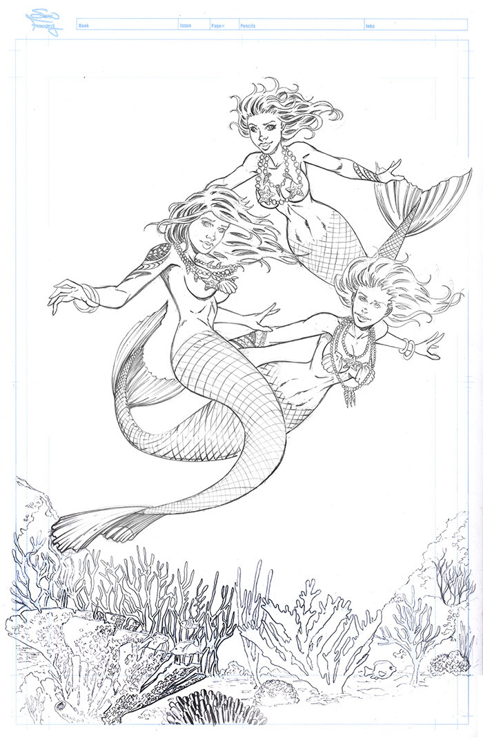 Mermaid artwork from Scarlets Field Guide to Cryptids and Other Creatures (2021) 

artwork by Sean Forney 

character and art copyright Sean Forney 2021