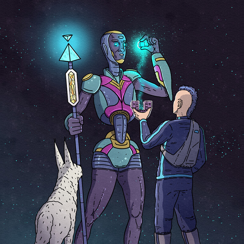 Keenan meets the alien comic book illustration