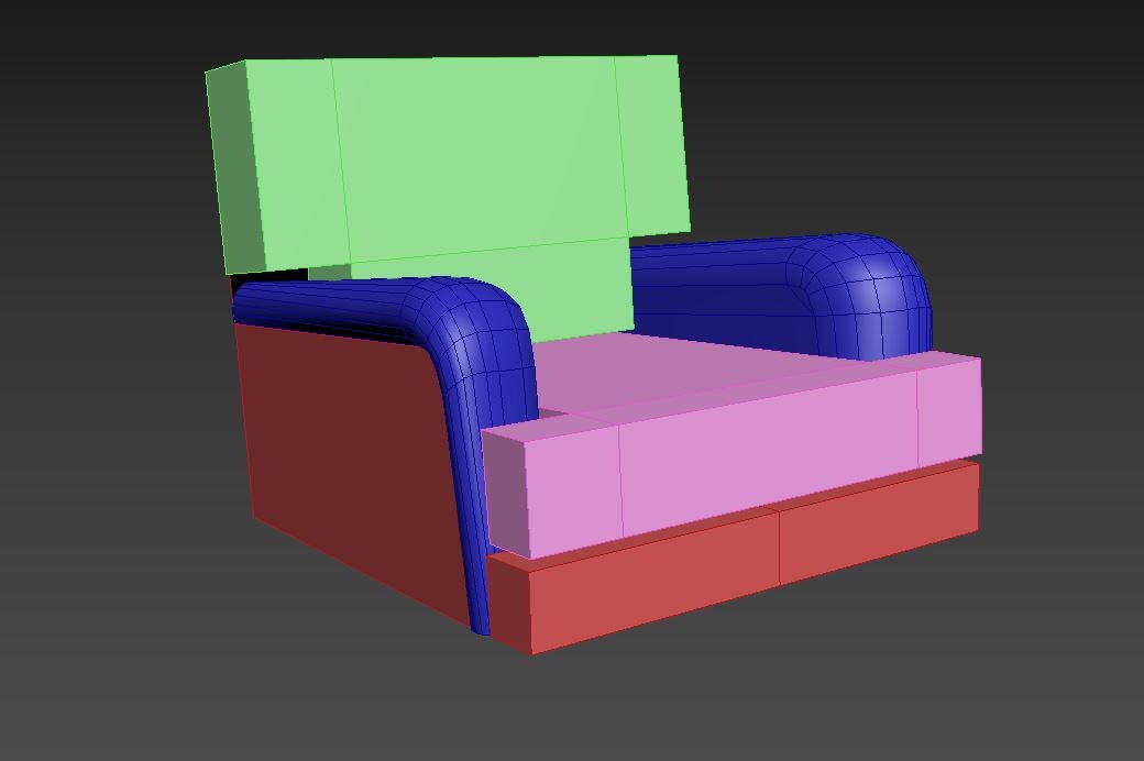 Progress 1/5 - Start with very low poly shapes and block out the form.