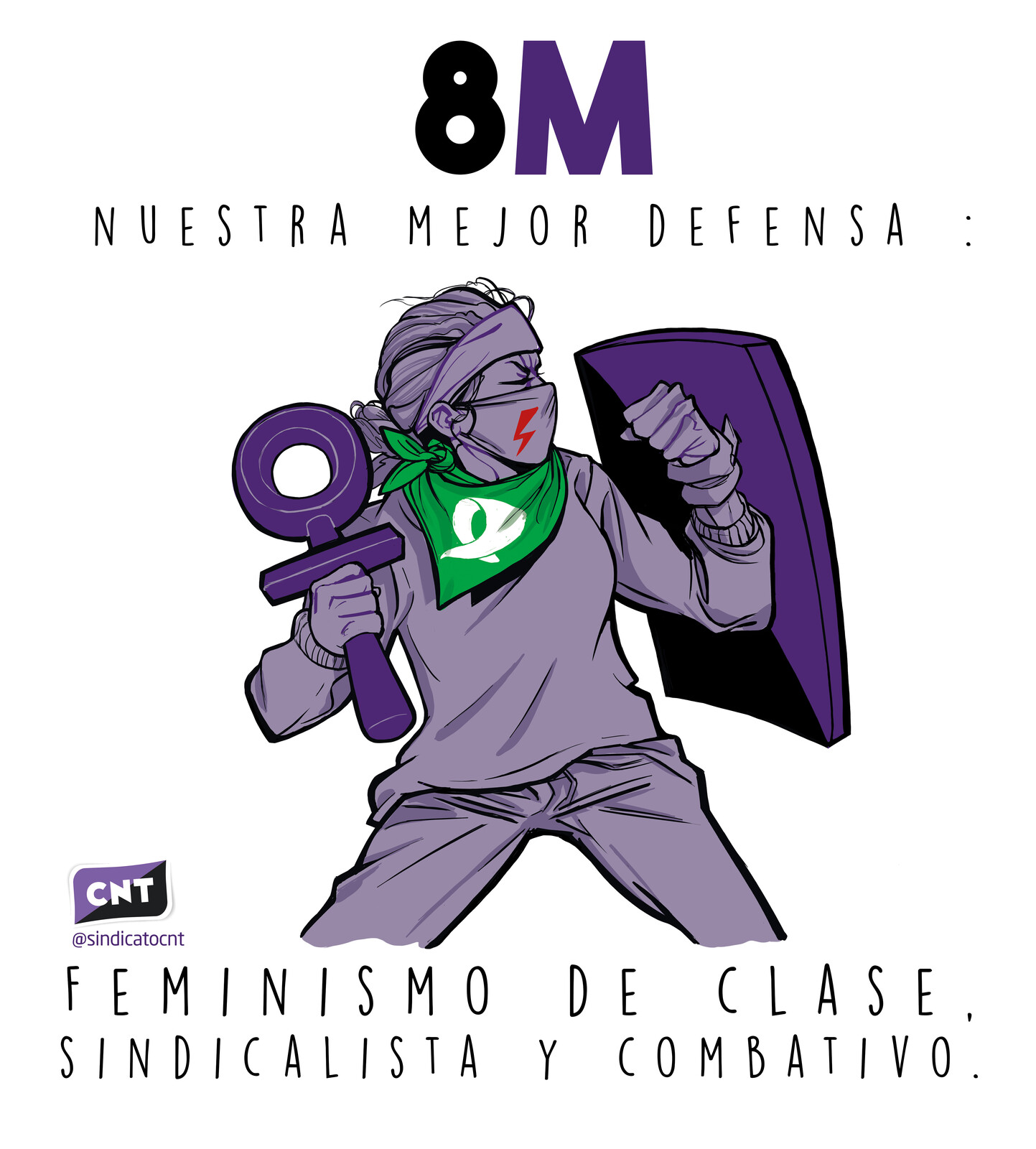 8th of March, woman's day. CNT union's poster. (2020)