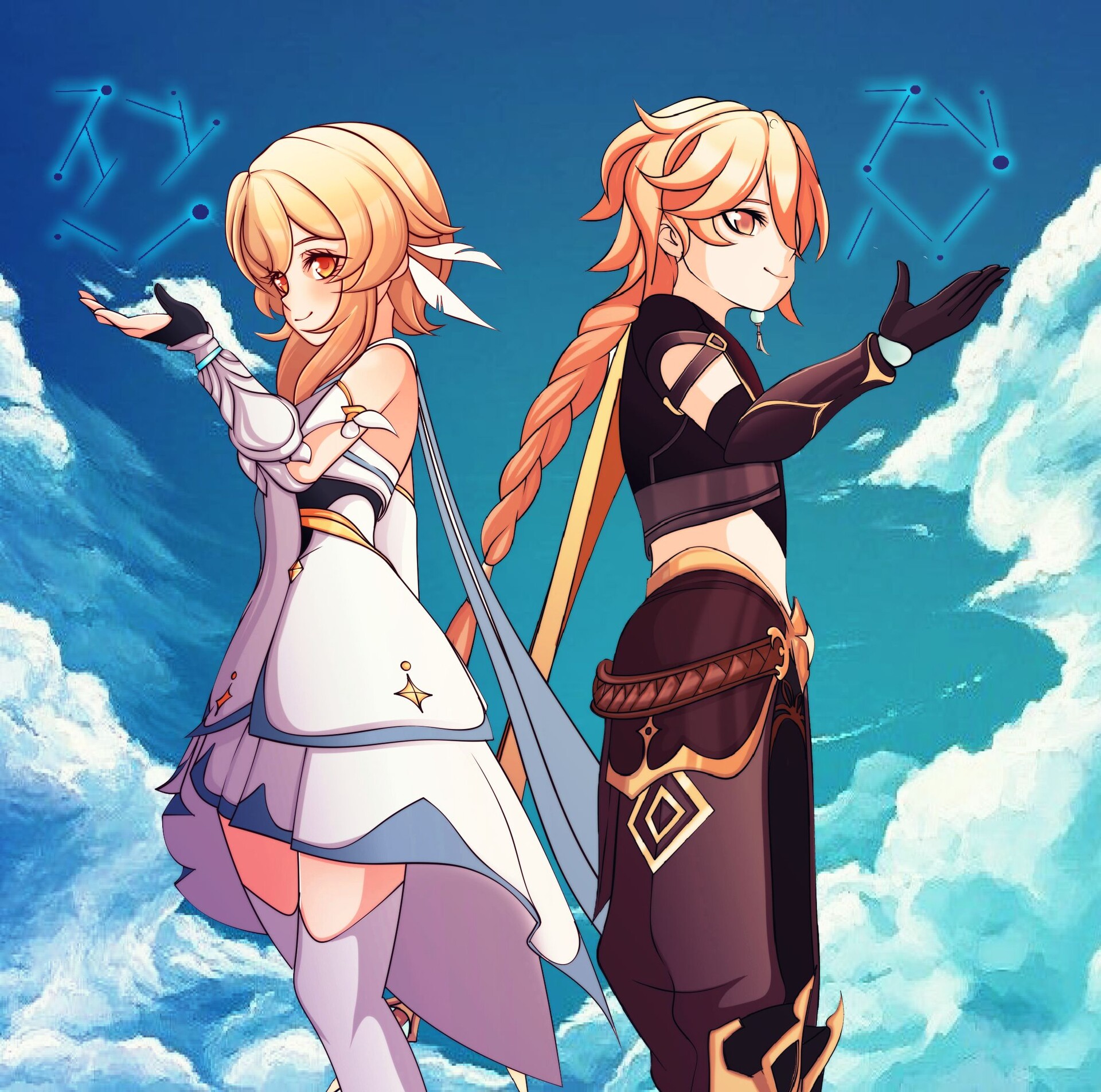 Artstation Aether And Lumine Genshin Impact Fanart Sunnouk Sunnouk