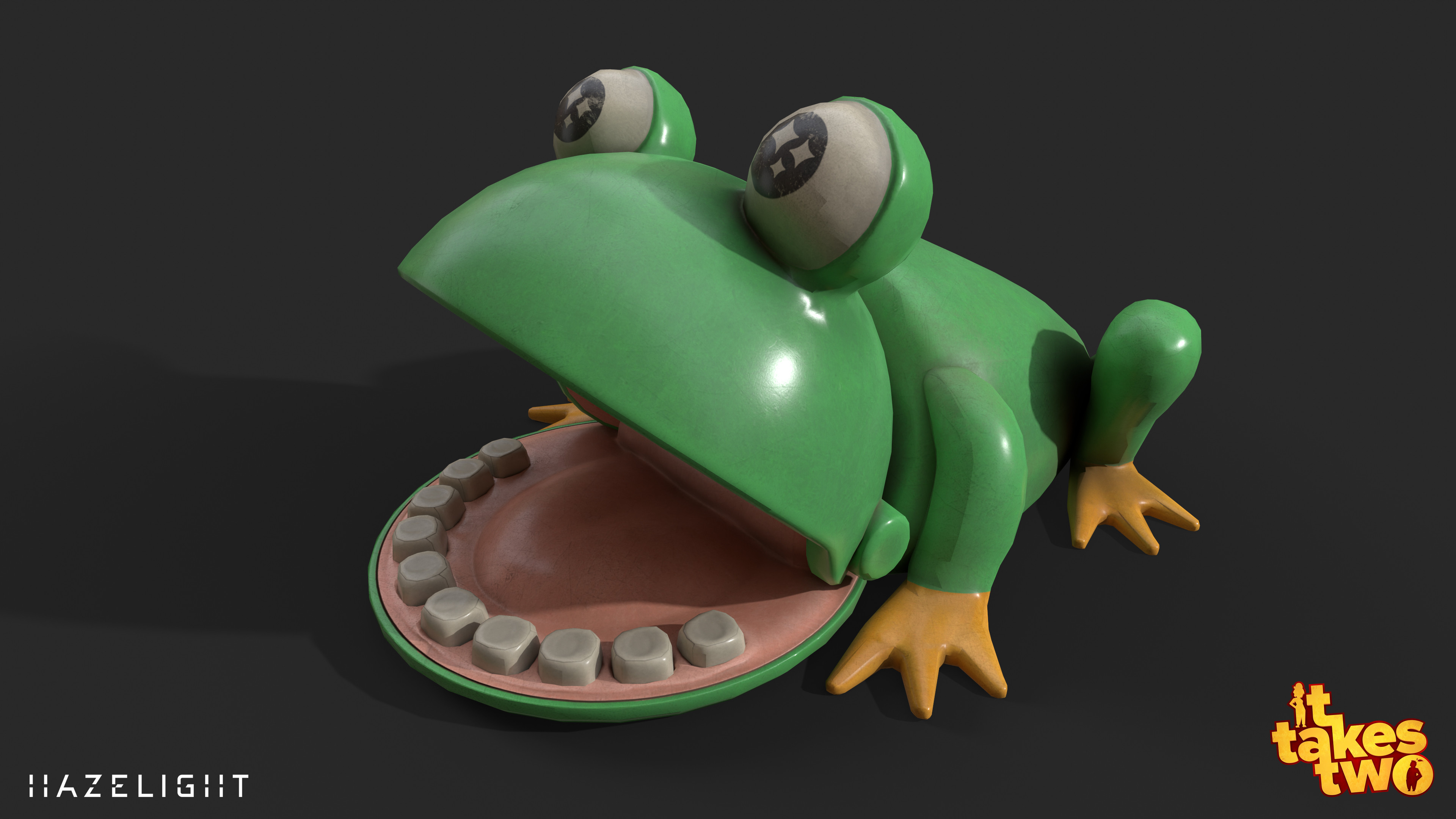 Frog toy in Hopscotch, I finished the asset based on a blockout by Beatrice Tisander.