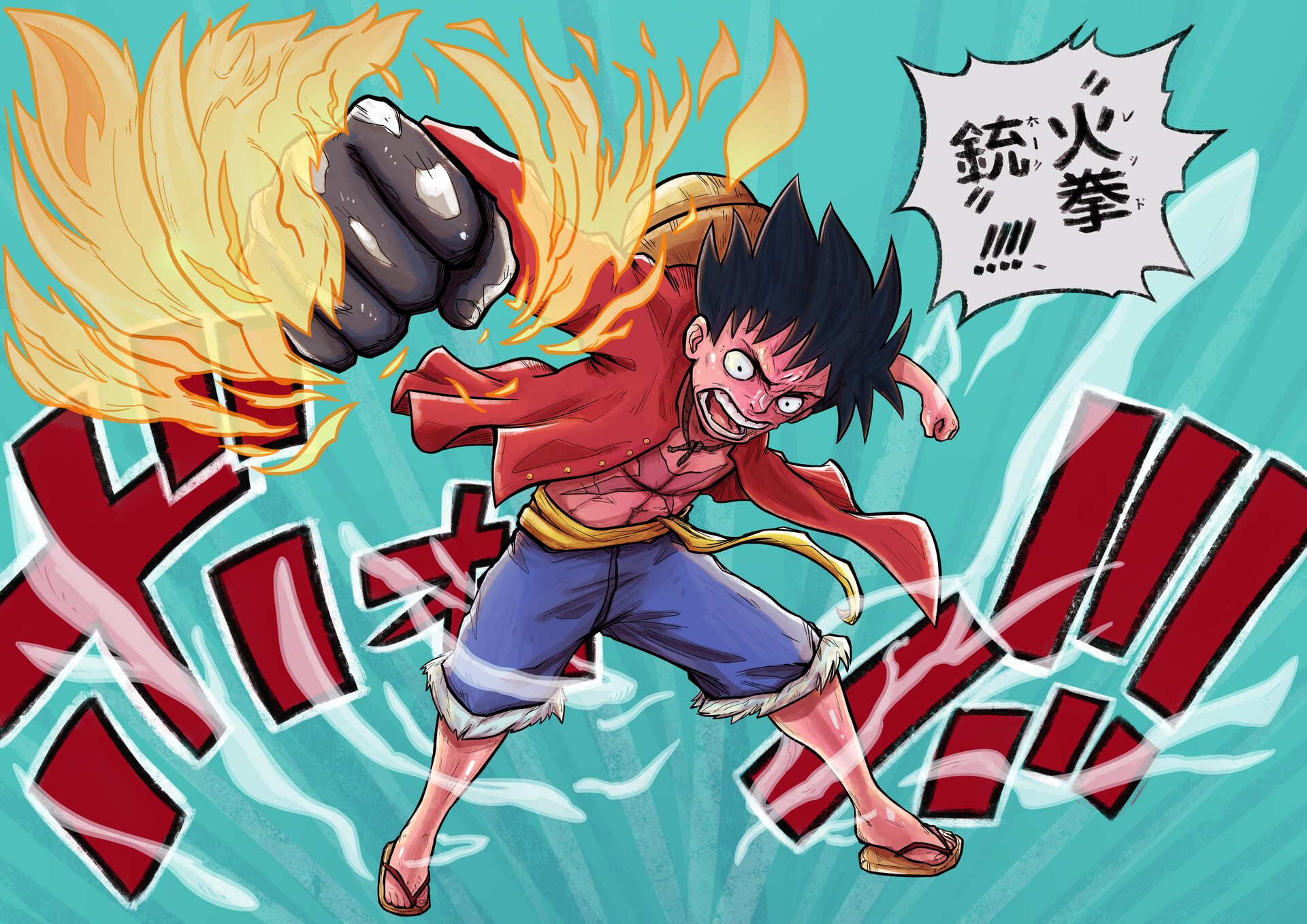 Artstation Luffy Red Hawk Daniel Franco