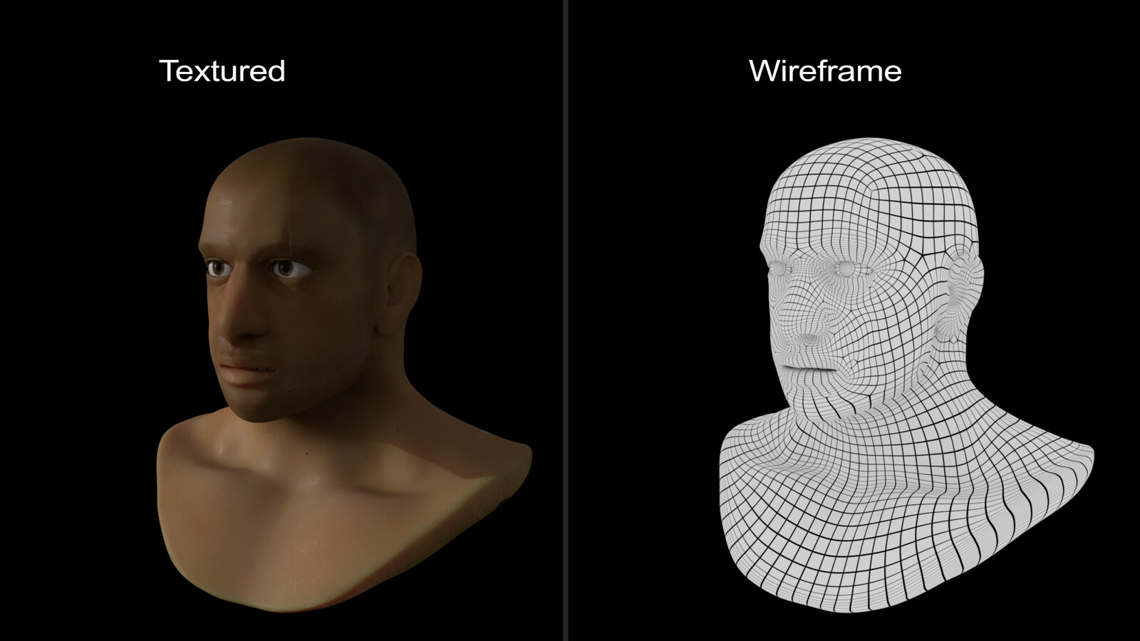 Still Image of Face Close up and Wireframe