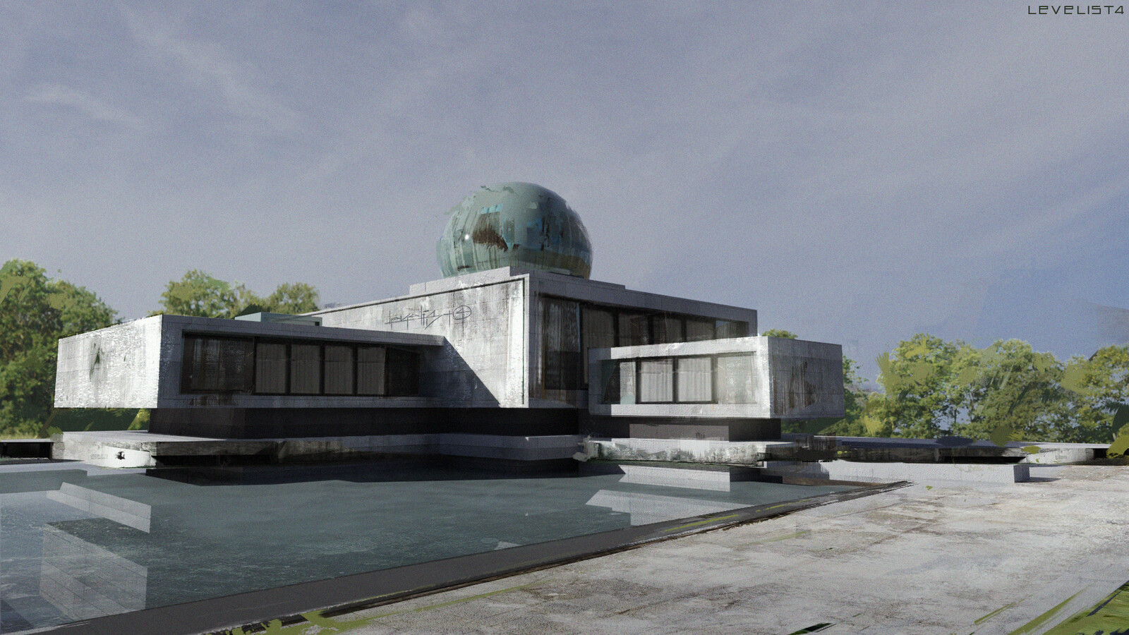 brutalist villa sketch
